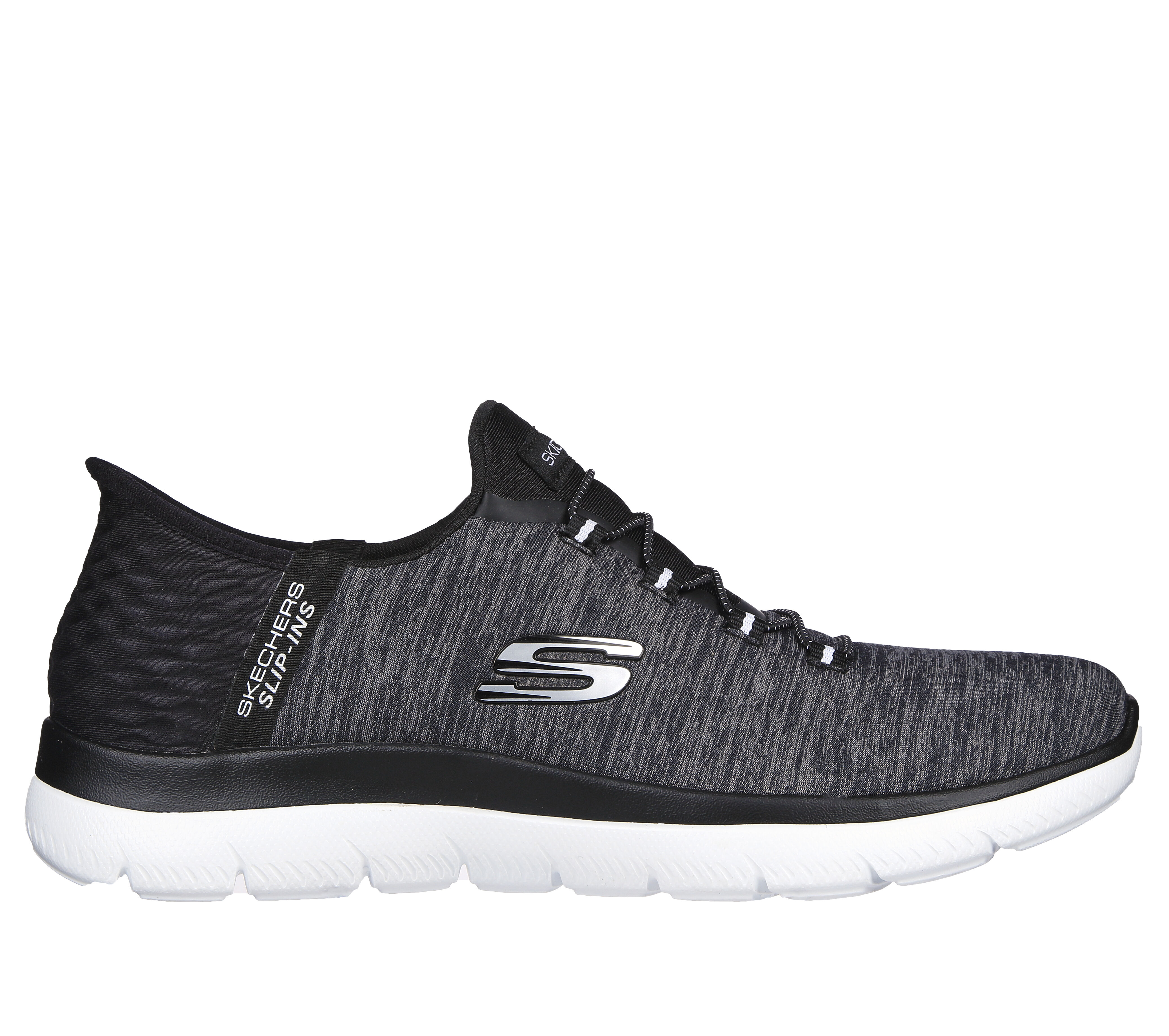 Skechers black sale and white