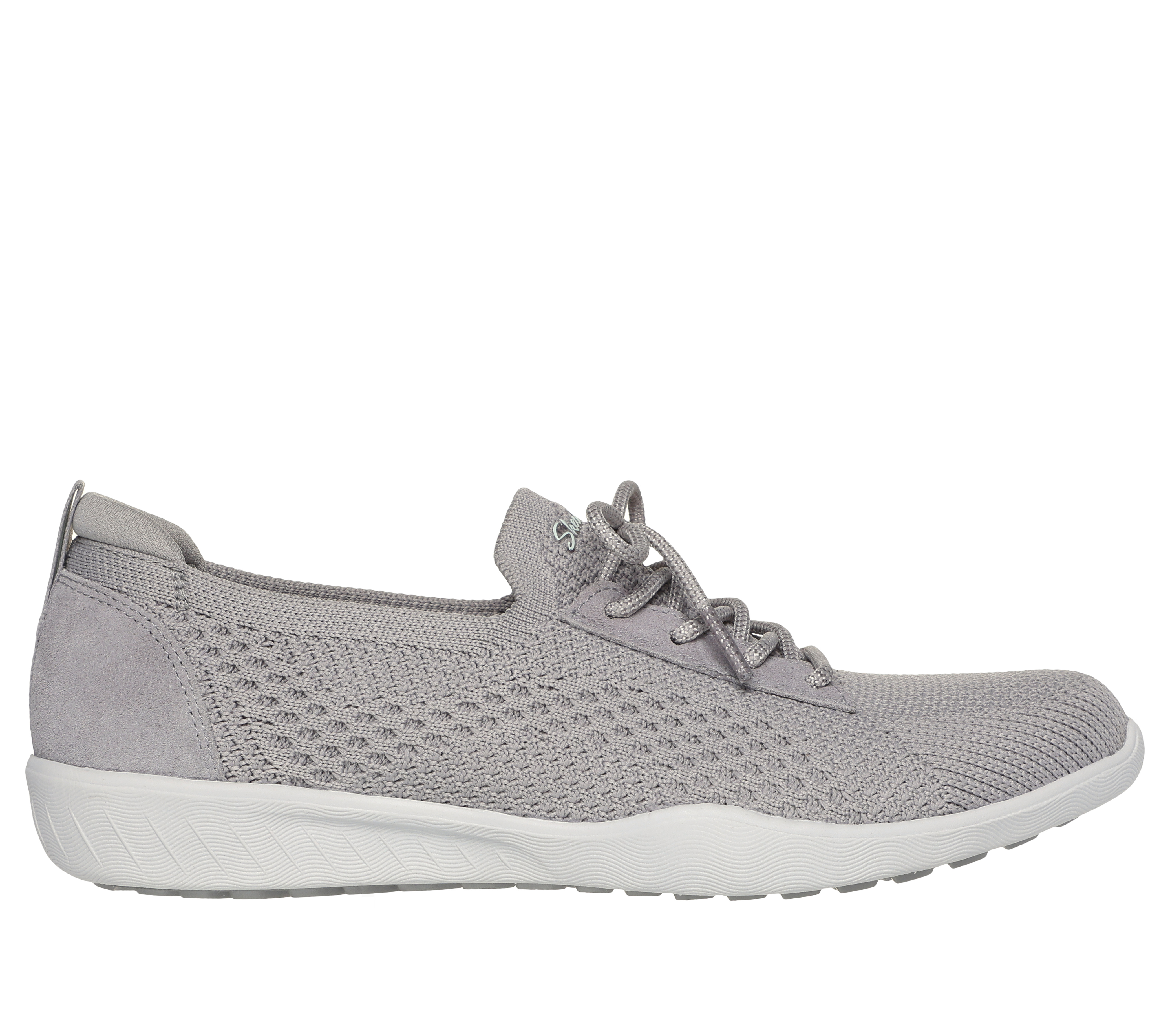 Skechers Women's Newbury St - Casually Sneaker in Light Gray, Size 7 | Textile/Leather/Synthetic