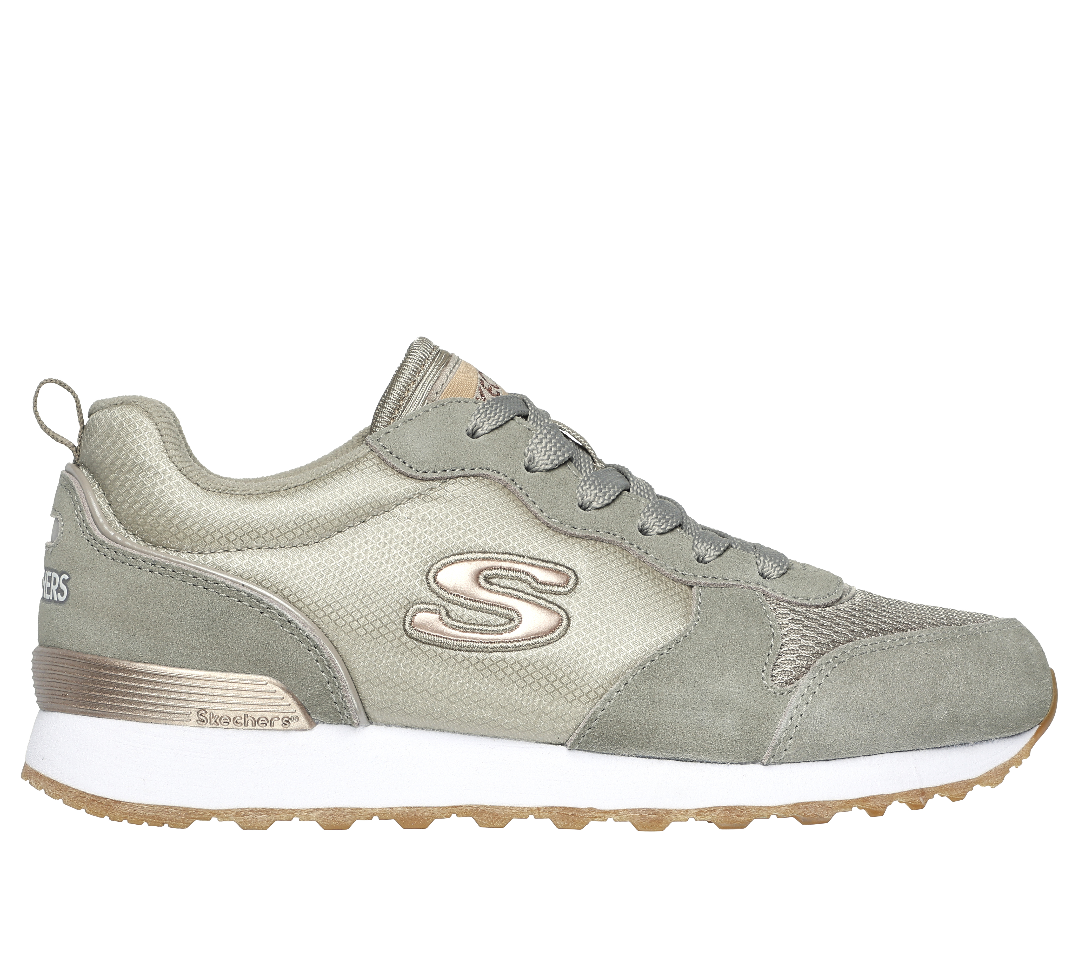 Skechers Women's OG 85 - Goldn Gurl Flats in Taupe, Size 4 | Leather/Textile/Synthetic