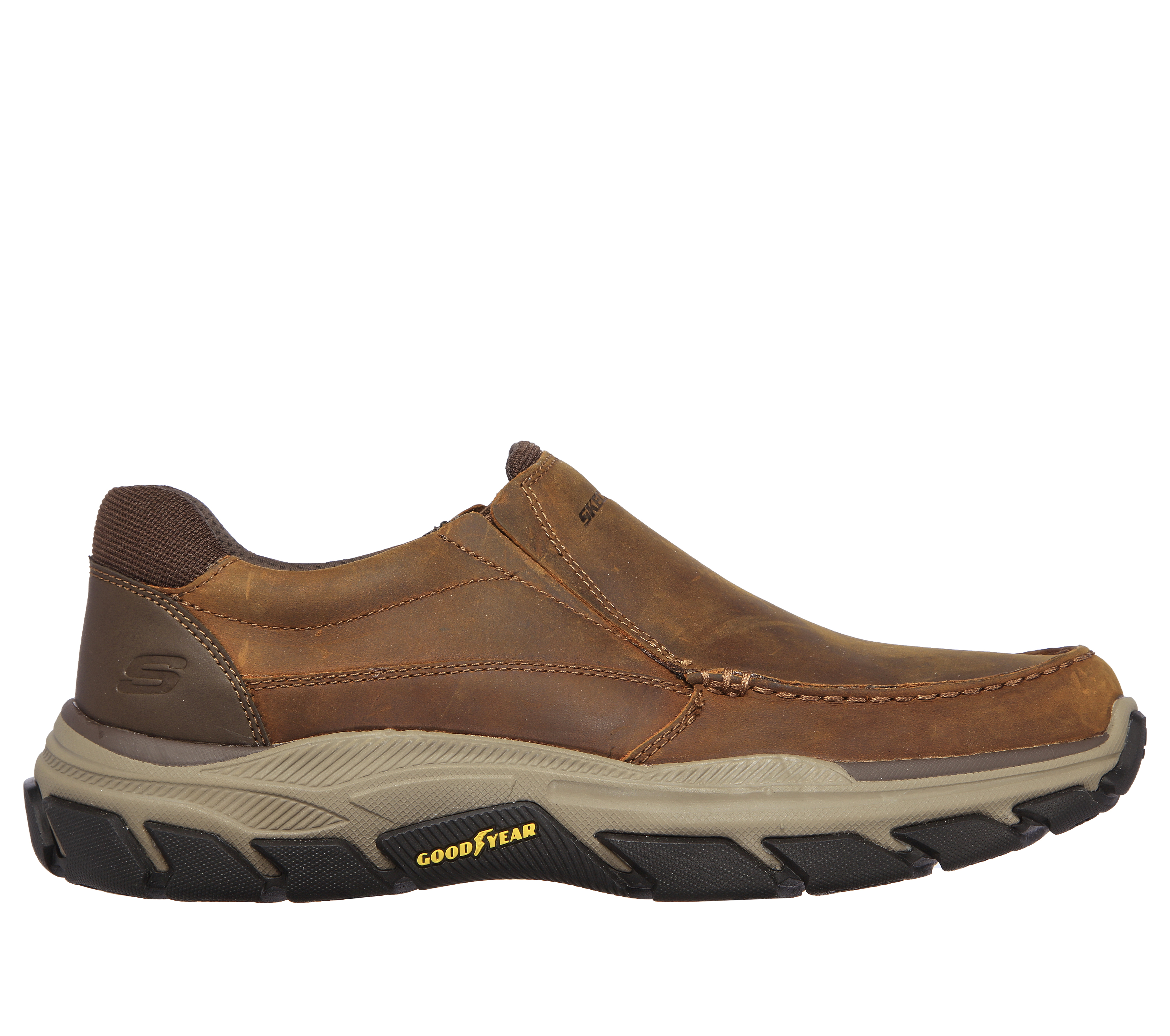 Skechers Men's Relaxed Fit: Respected - Catel Slip-On Shoes in Brown, Size 12 | Leather/Synthetic/Textile