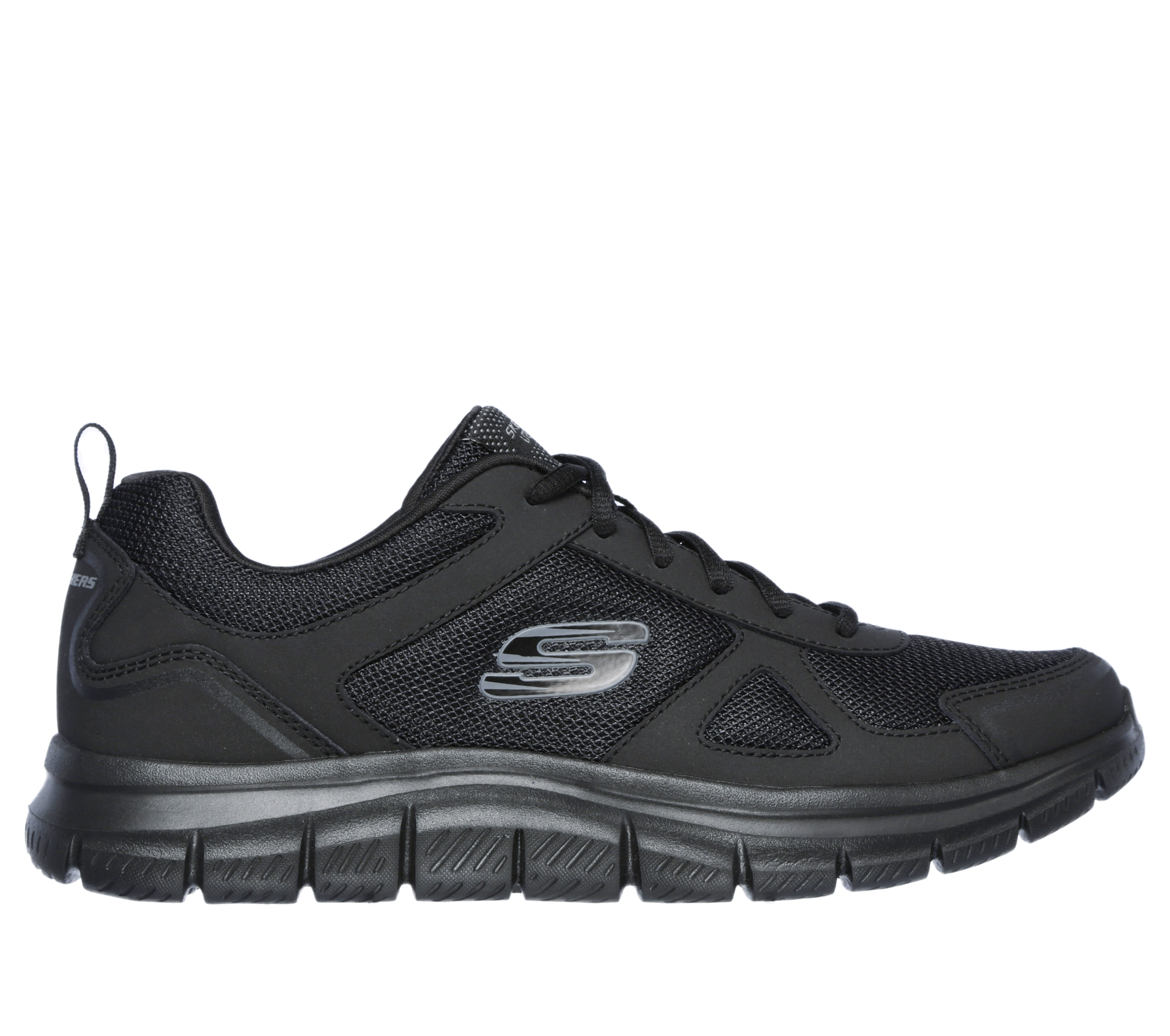 Skechers Men's Track Sneaker in Black, Size 10 | Leather/Textile/Synthetic