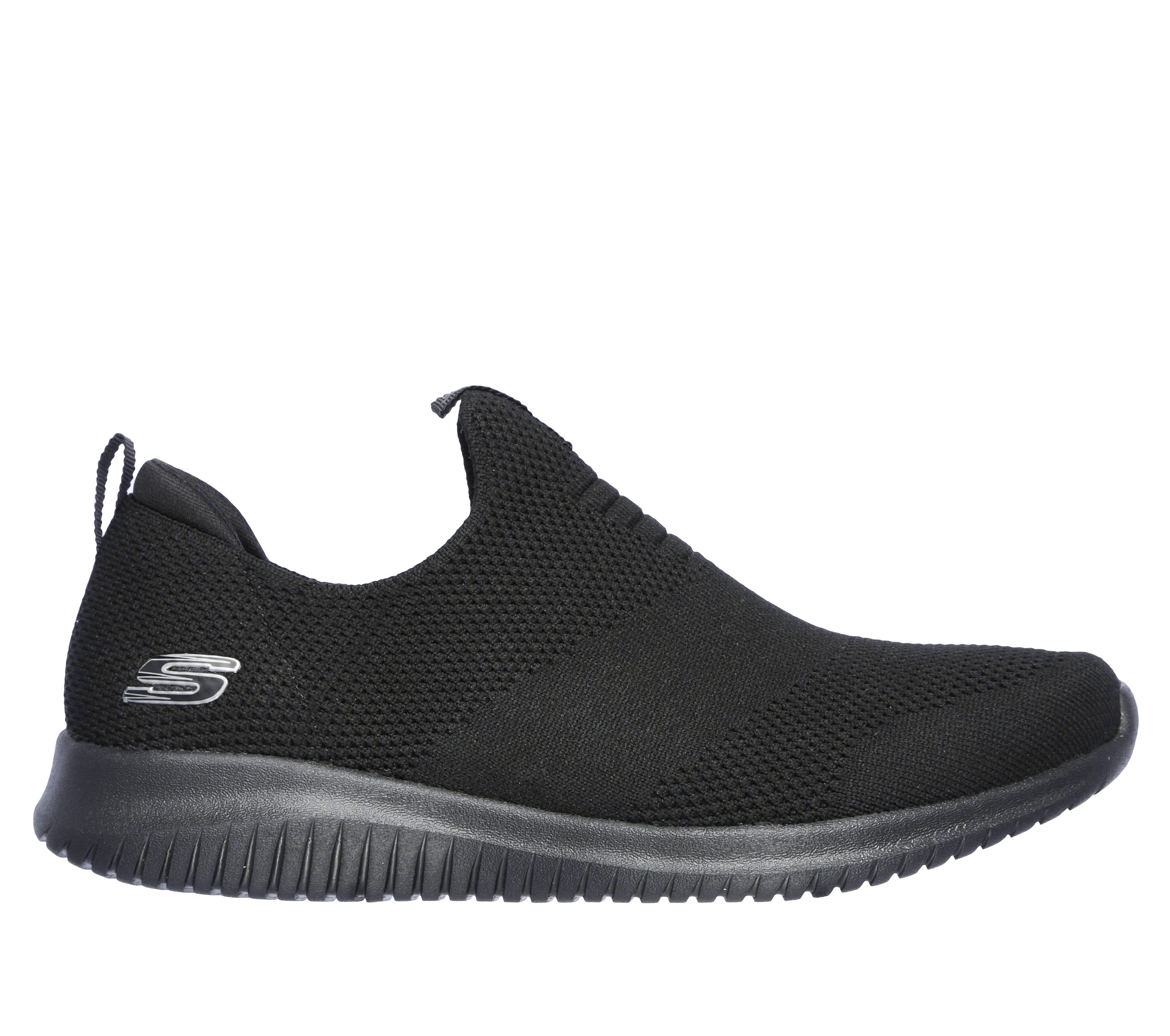 Skechers Women's Ultra Flex - First Take Sneaker in Black, Size 3 | Textile/Synthetic, Vegan, Machine Washable