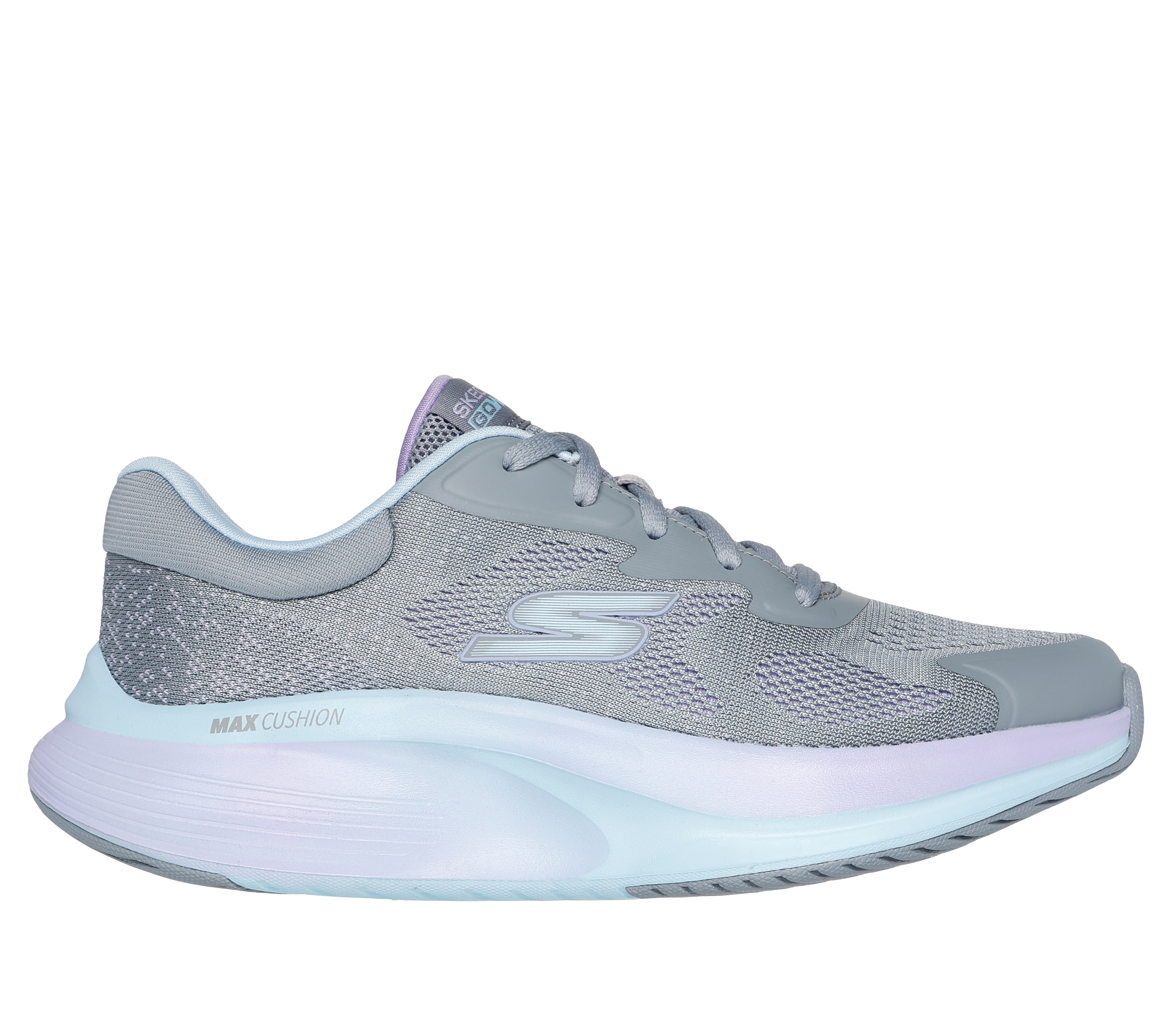 Skechers Women's GO WALK MAX Walker - Vea Sneaker in Gray/Aqua, Size 6.5 | Textile/Synthetic, Machine Washable