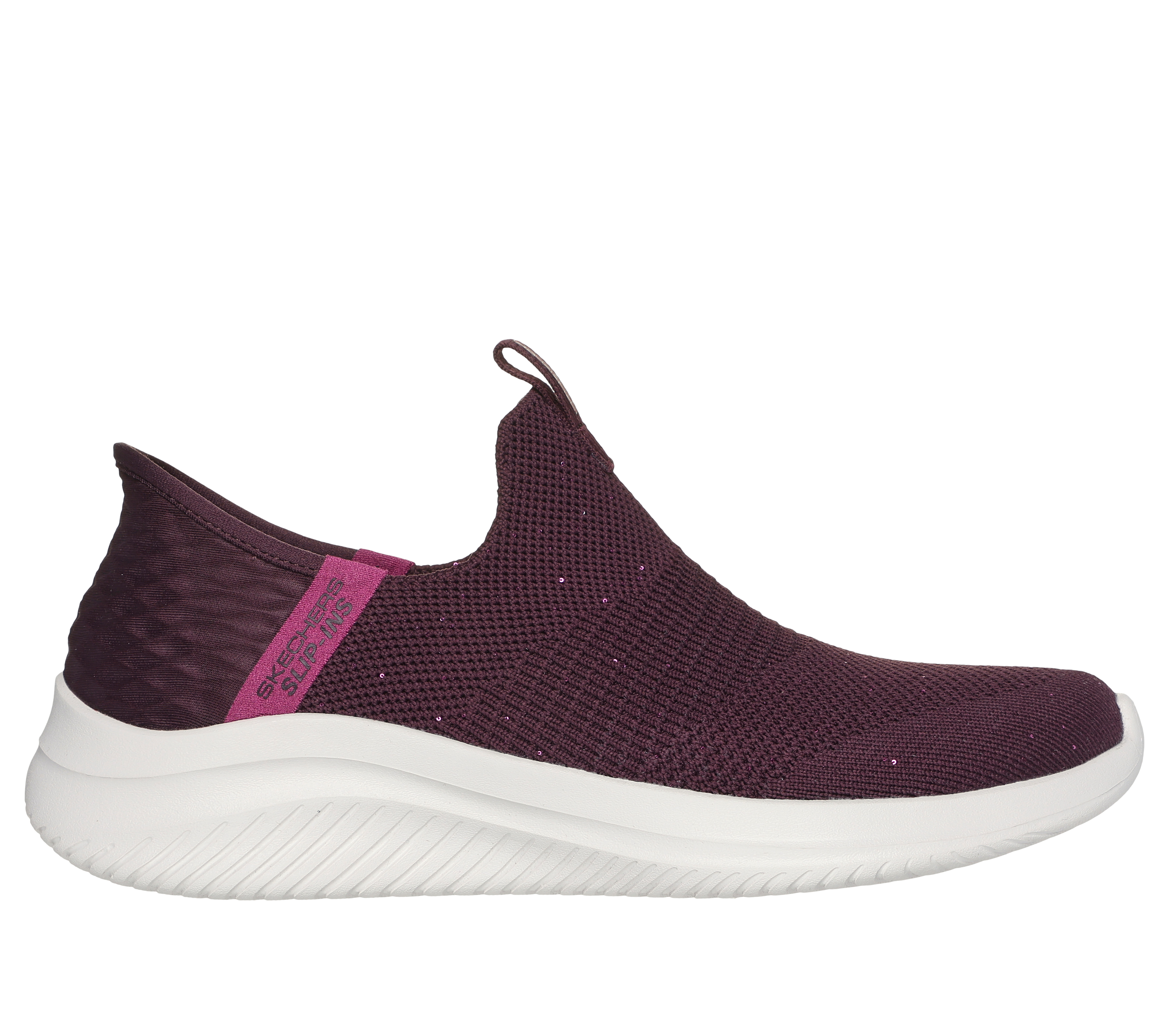 Skechers Women's Slip-ins: Ultra Flex 3.0 - Shiny Night Slip-On Shoes in Wine, Size 2.5 | Textile/Synthetic, Vegan, Machine Washable