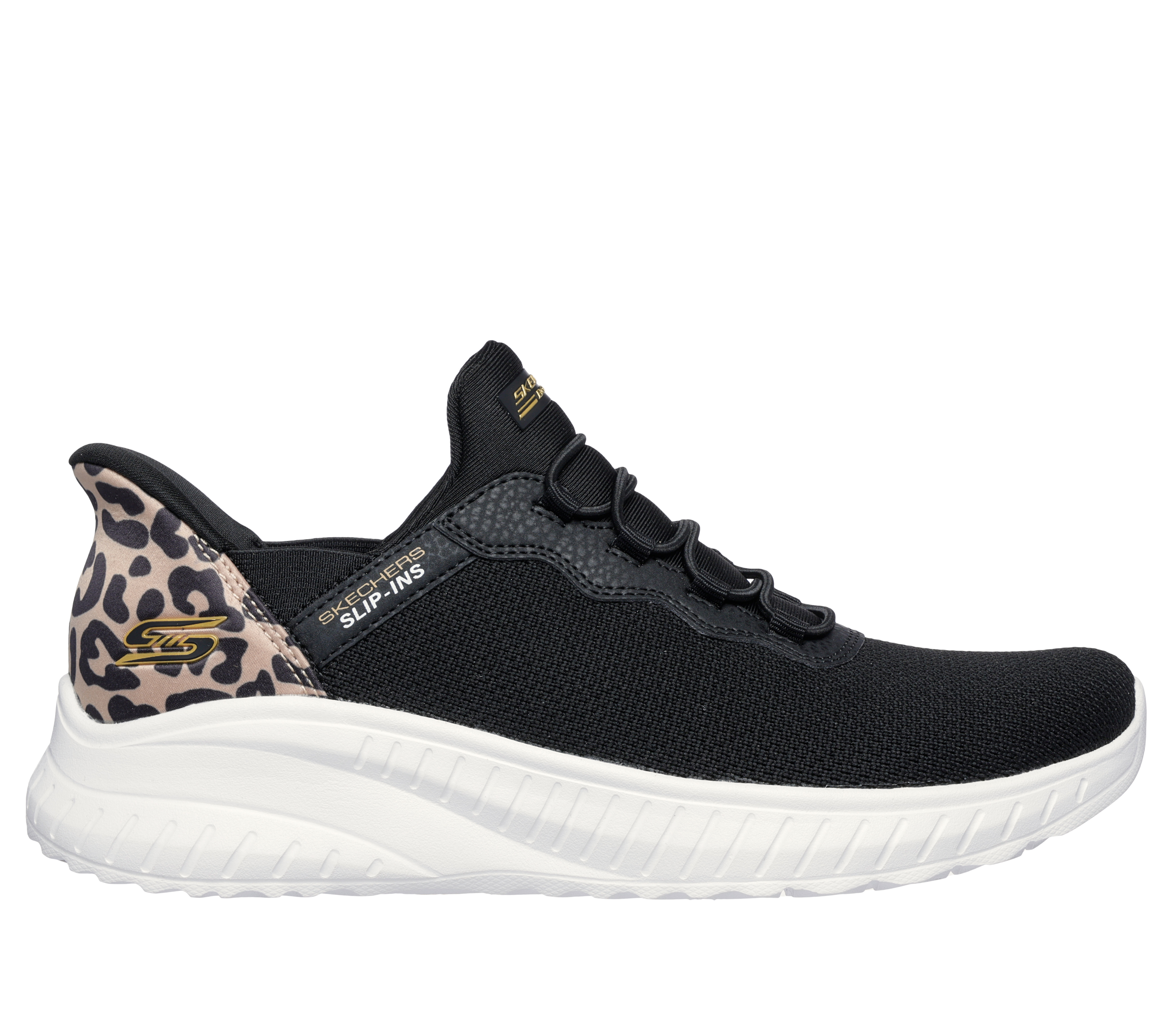 Skechers Women's Slip-ins: BOBS Sport Squad Chaos - Seize The Hour Sneaker in Black, Size 8 | Textile/Synthetic, Vegan, Machine Washable