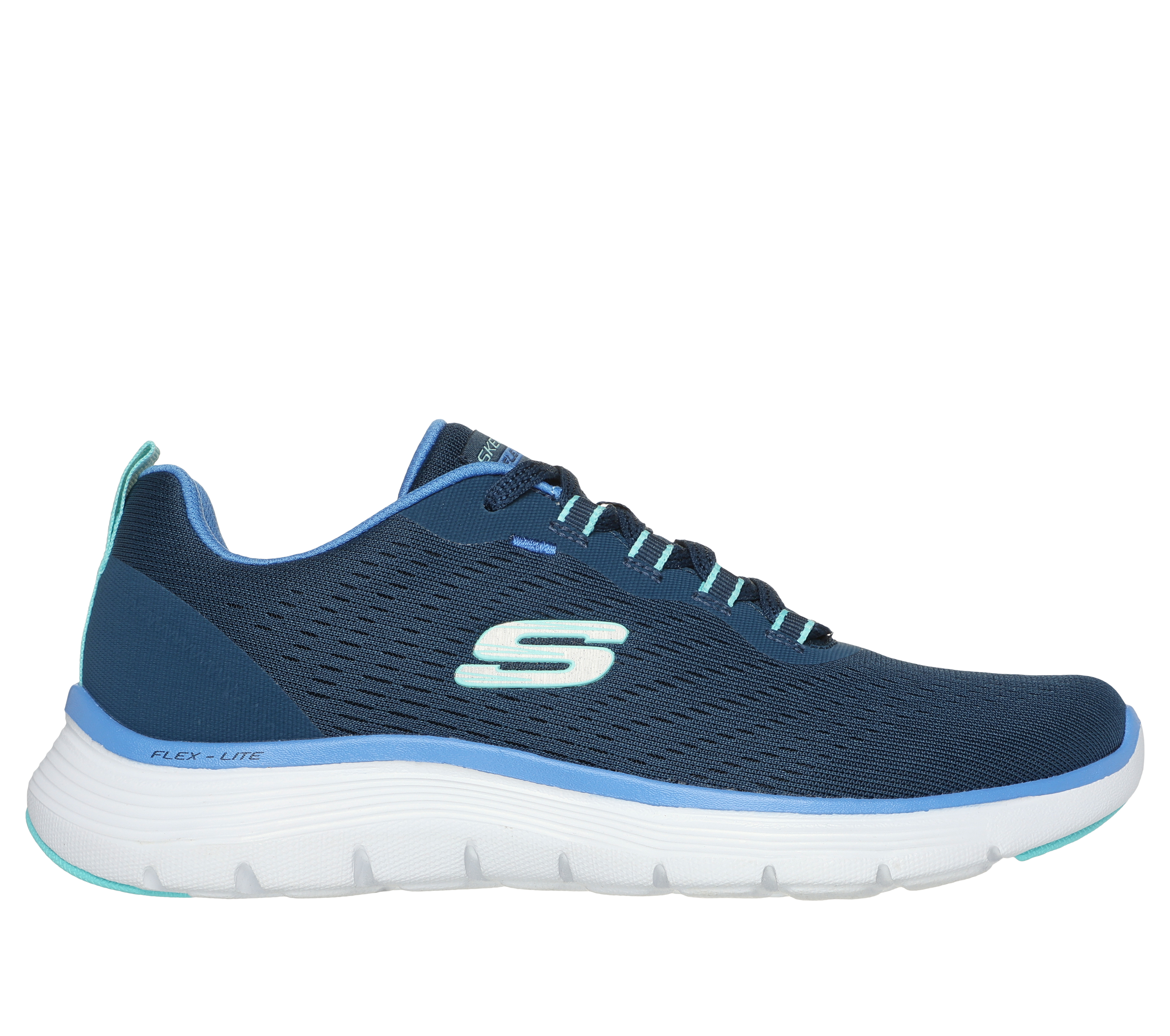 Skechers Women's Flex Appeal 5.0 Sneaker in Navy Blue/Blue, Size 6.5 | Textile/Synthetic, Vegan, Machine Washable