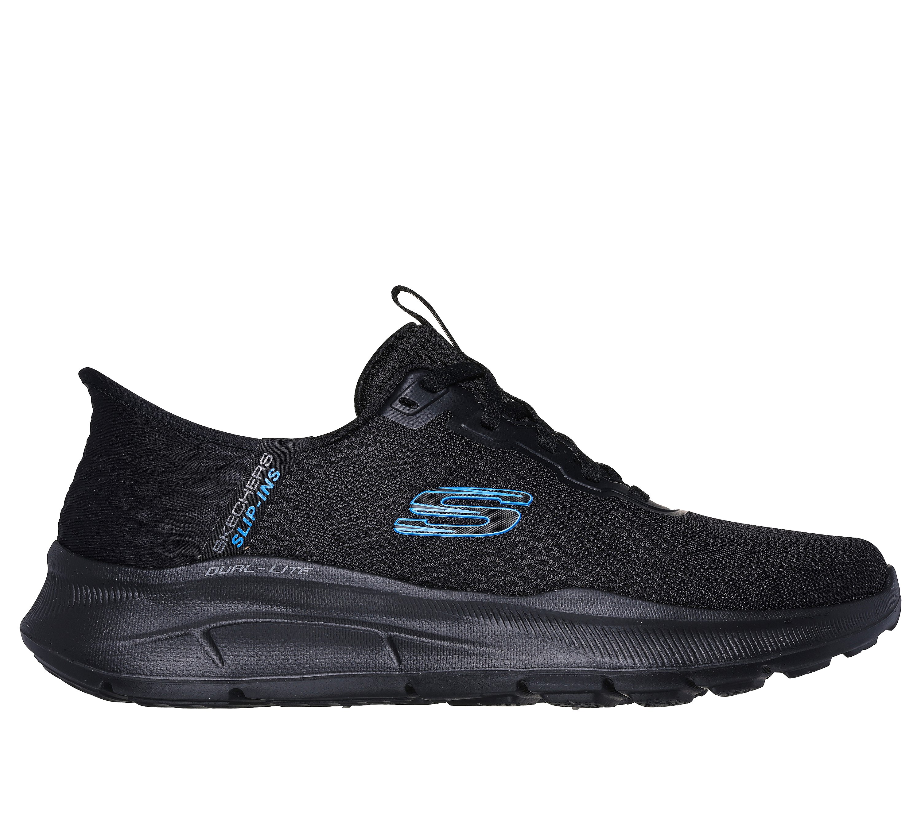 Skechers Men's Slip-ins RF: Equalizer 5.0 - Standpoint Sneaker in Black/Blue, Size 5.5 | Textile/Synthetic, Vegan, Machine Washable