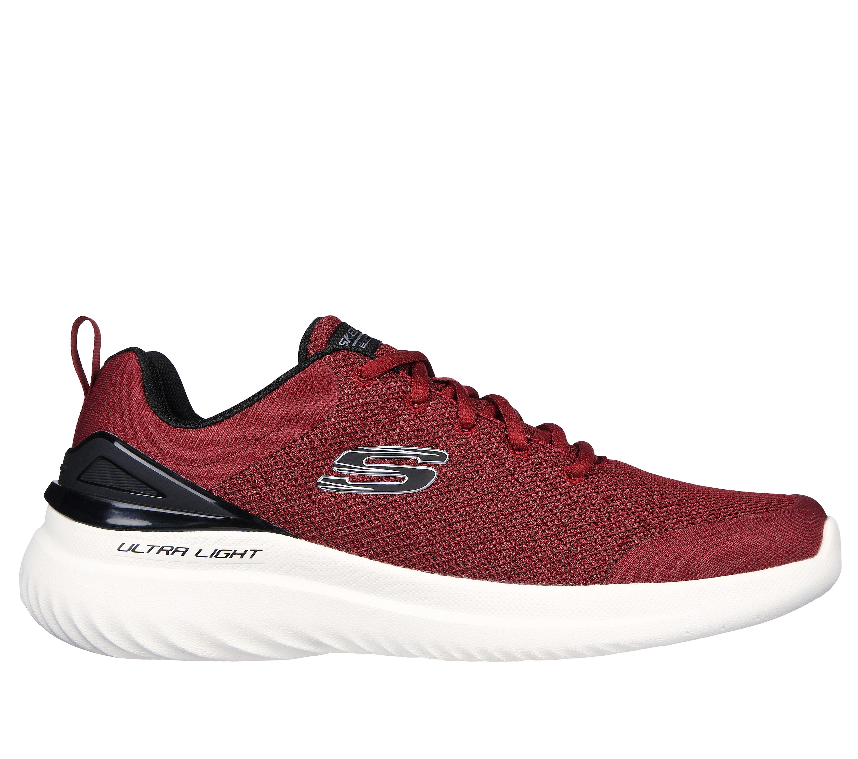 Skechers Men's Bounder 2.0 - Nasher Sneaker in Burgundy/Black, Size 8 | Textile/Synthetic, Vegan, Machine Washable