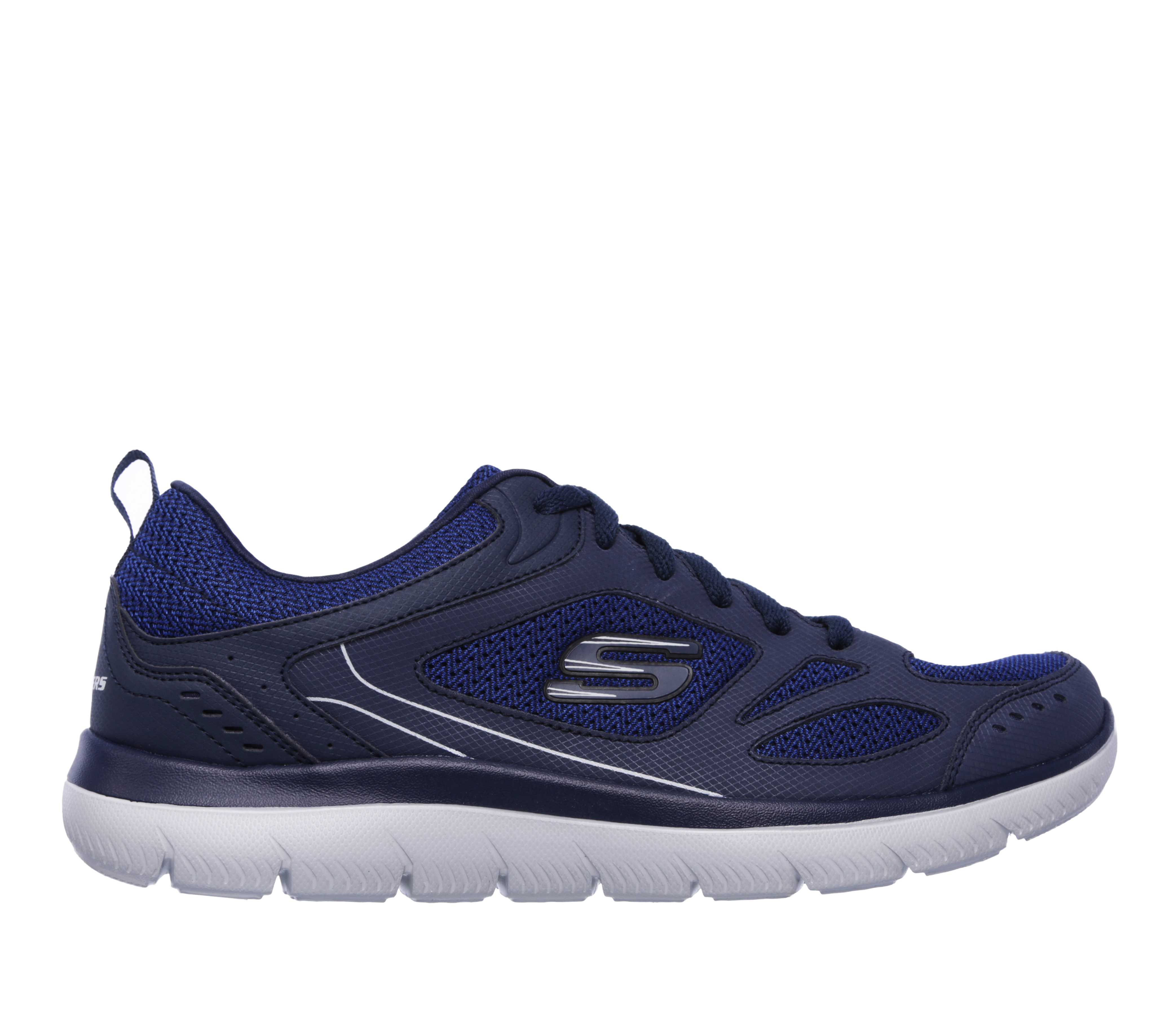 Skechers Men's Summits - South Rim Sneaker in Navy Blue, Size 6 | Leather/Textile/Synthetic