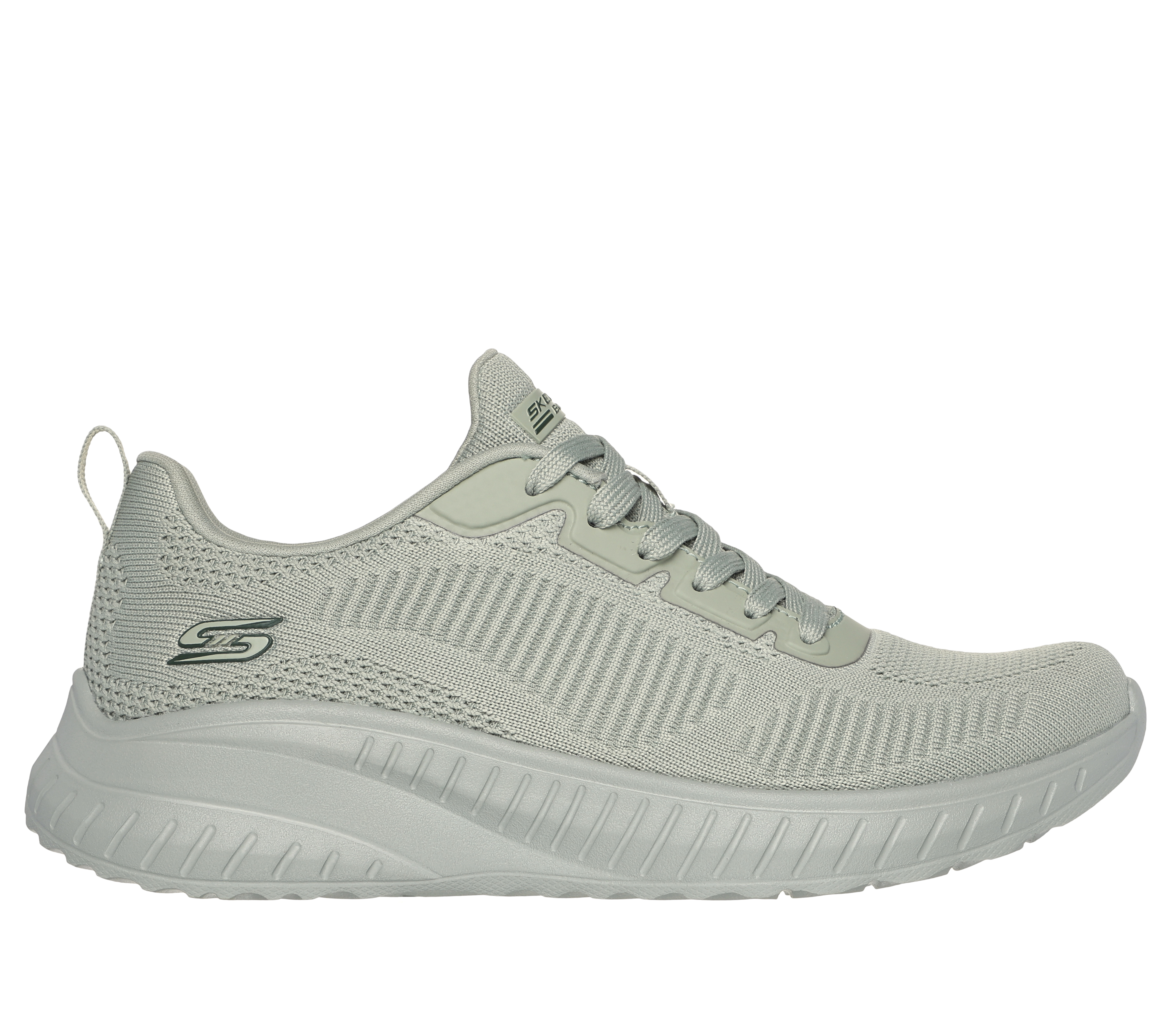 Skechers Women's BOBS Sport Squad Chaos - Face Off Sneaker in Sage, Size 8 | Textile/Synthetic, Vegan, Machine Washable