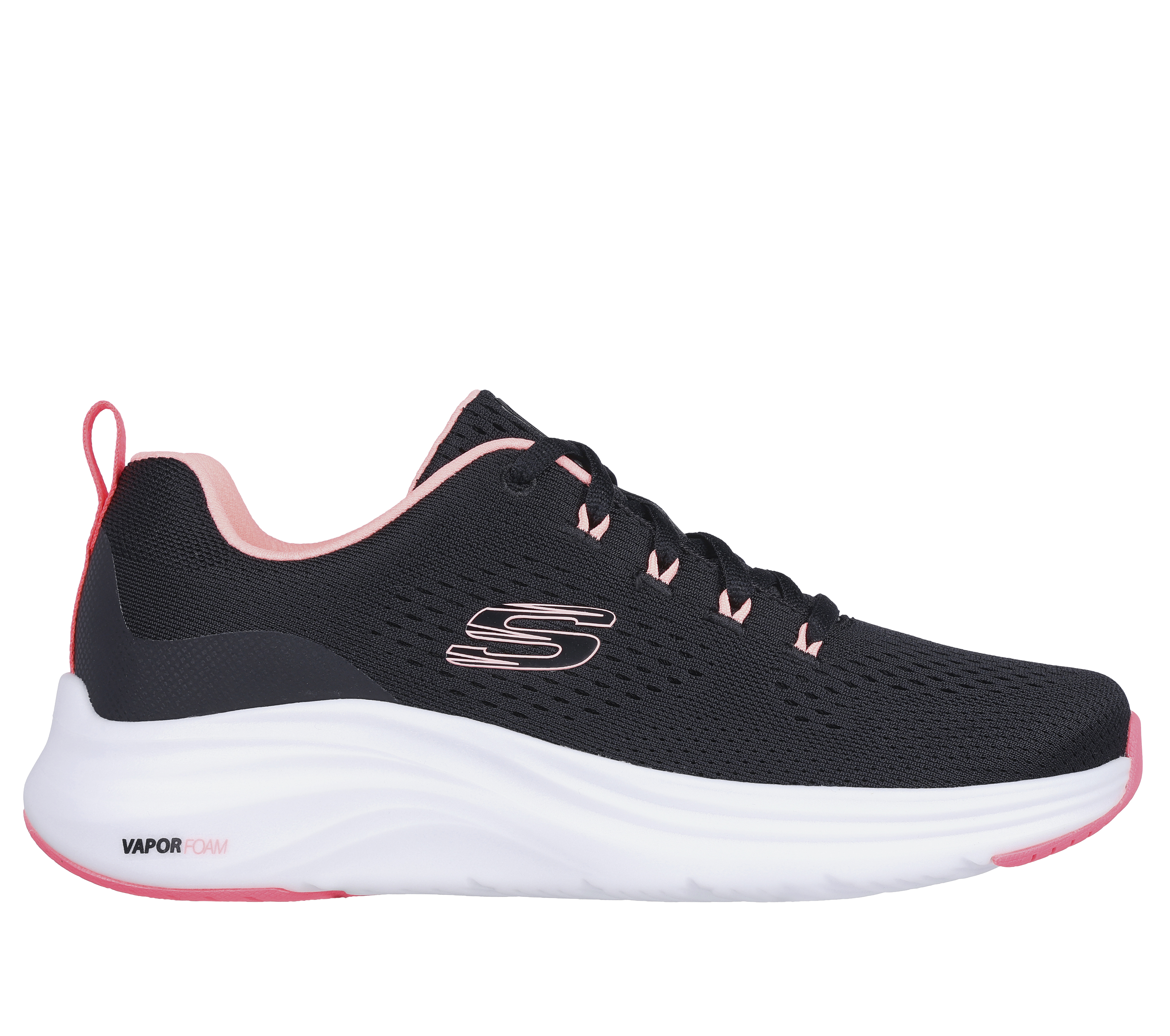 Skechers Women's Vapor Foam - Fresh Trend Sneaker in Black/Pink, Size 4.5 | Textile/Synthetic, Vegan, Machine Washable