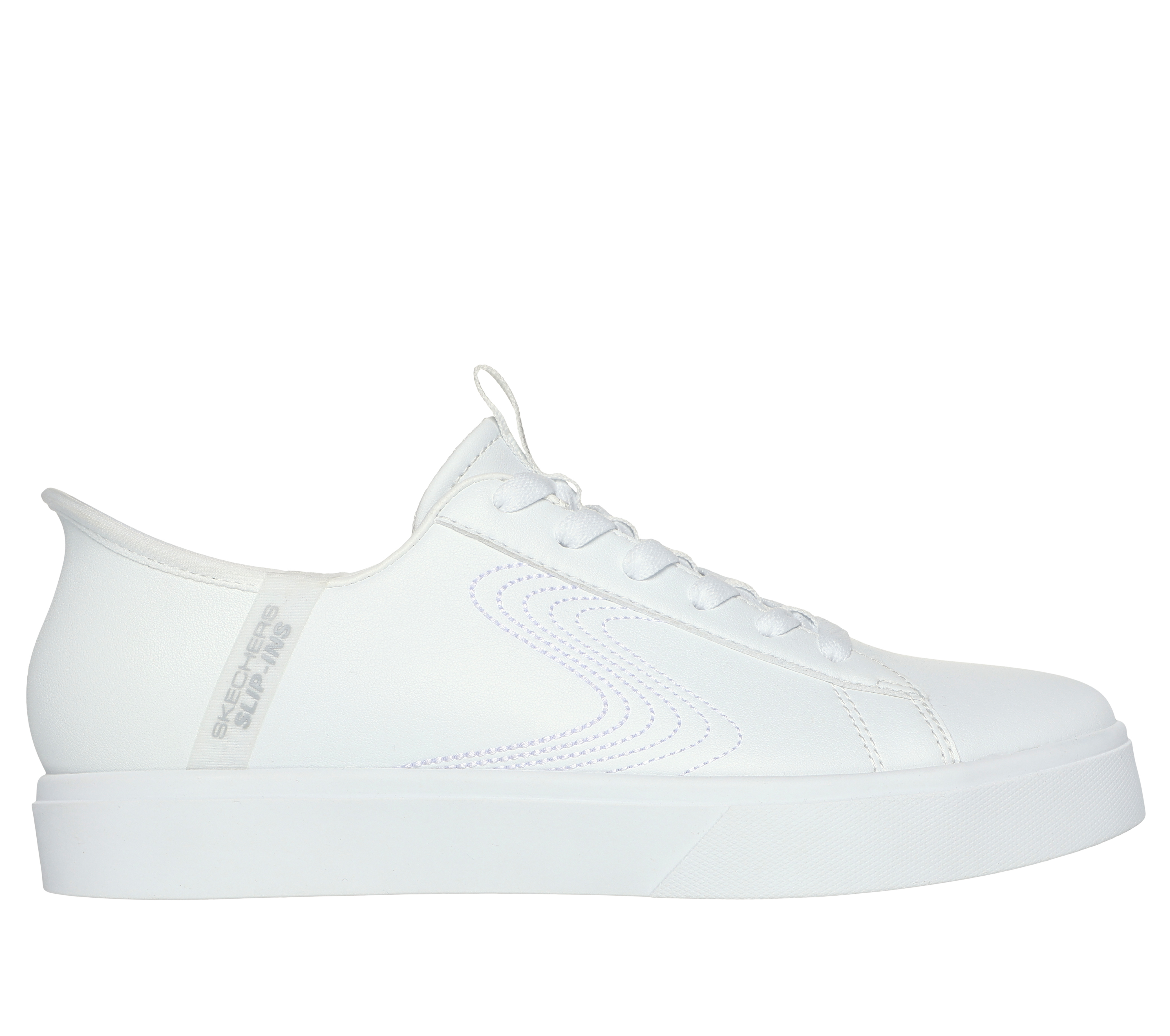 Skechers white leather slip on on sale