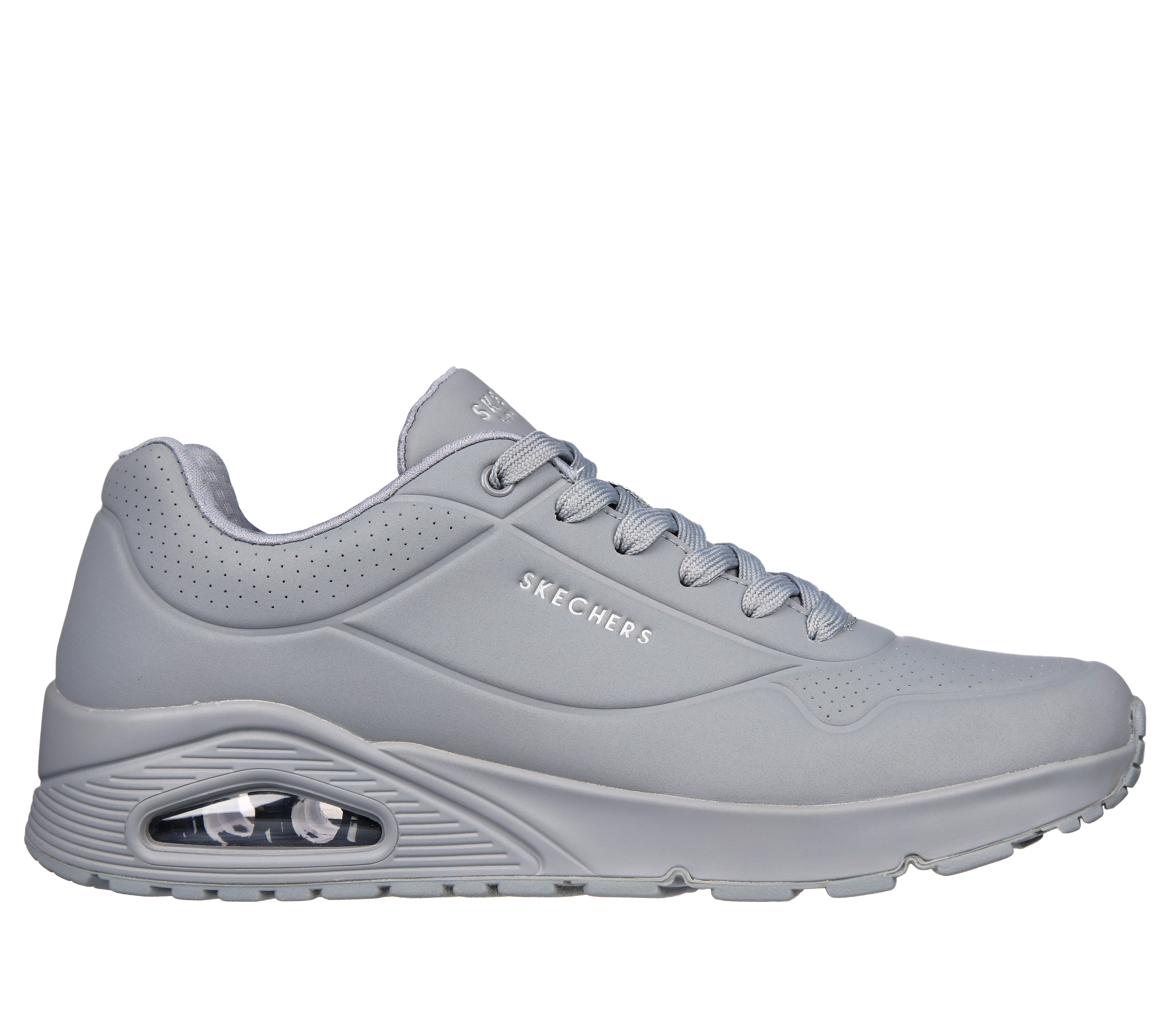 Skechers Men's Uno - Stand On Air Sneaker in Light Gray, Size 6 | Synthetic/Textile