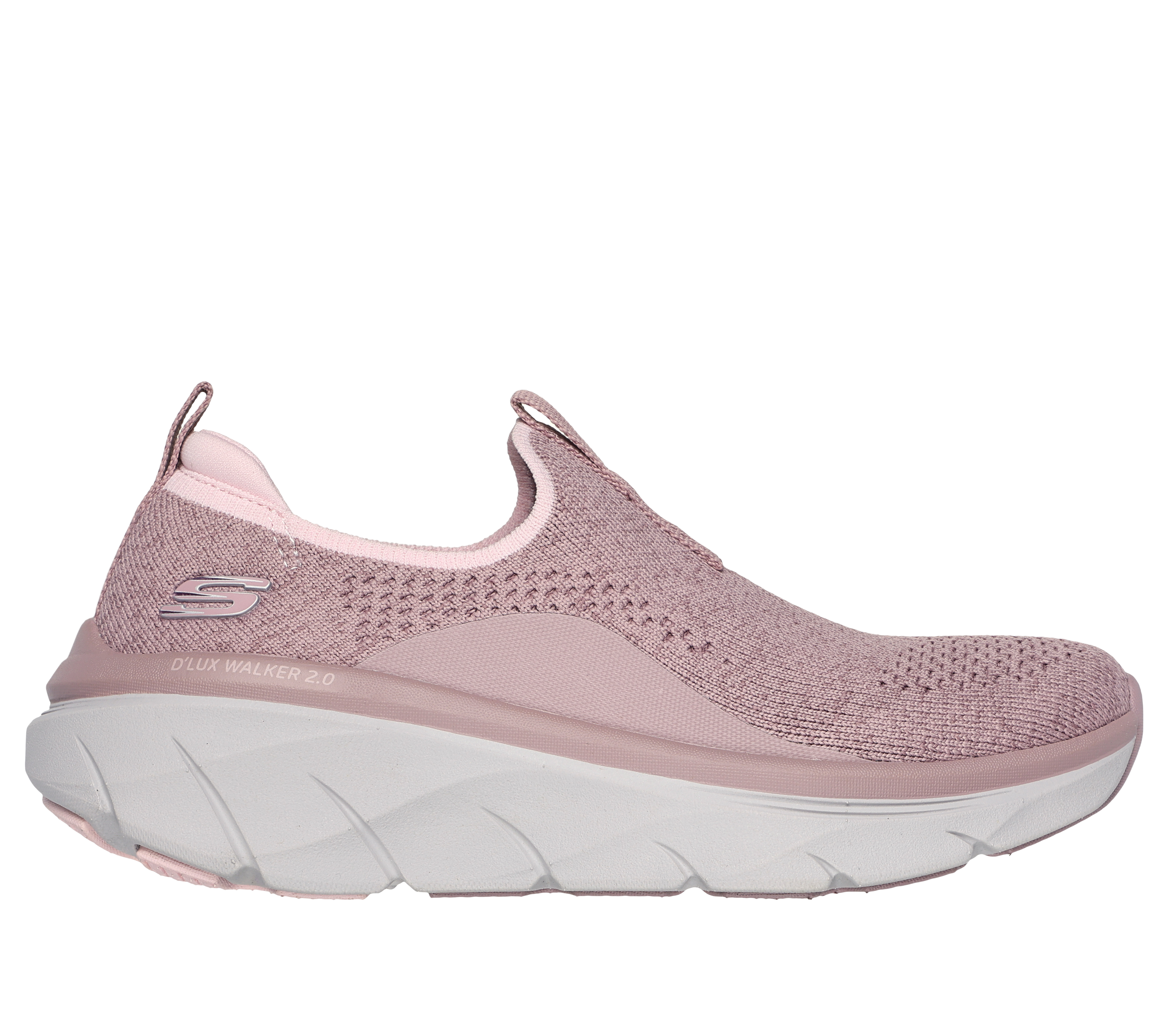 Skechers Women's Relaxed Fit: D'Lux Walker 2.0 - Bold State Slip-On Shoes in Mauve, Size 6 | Textile/Synthetic, Vegan, Machine Washable