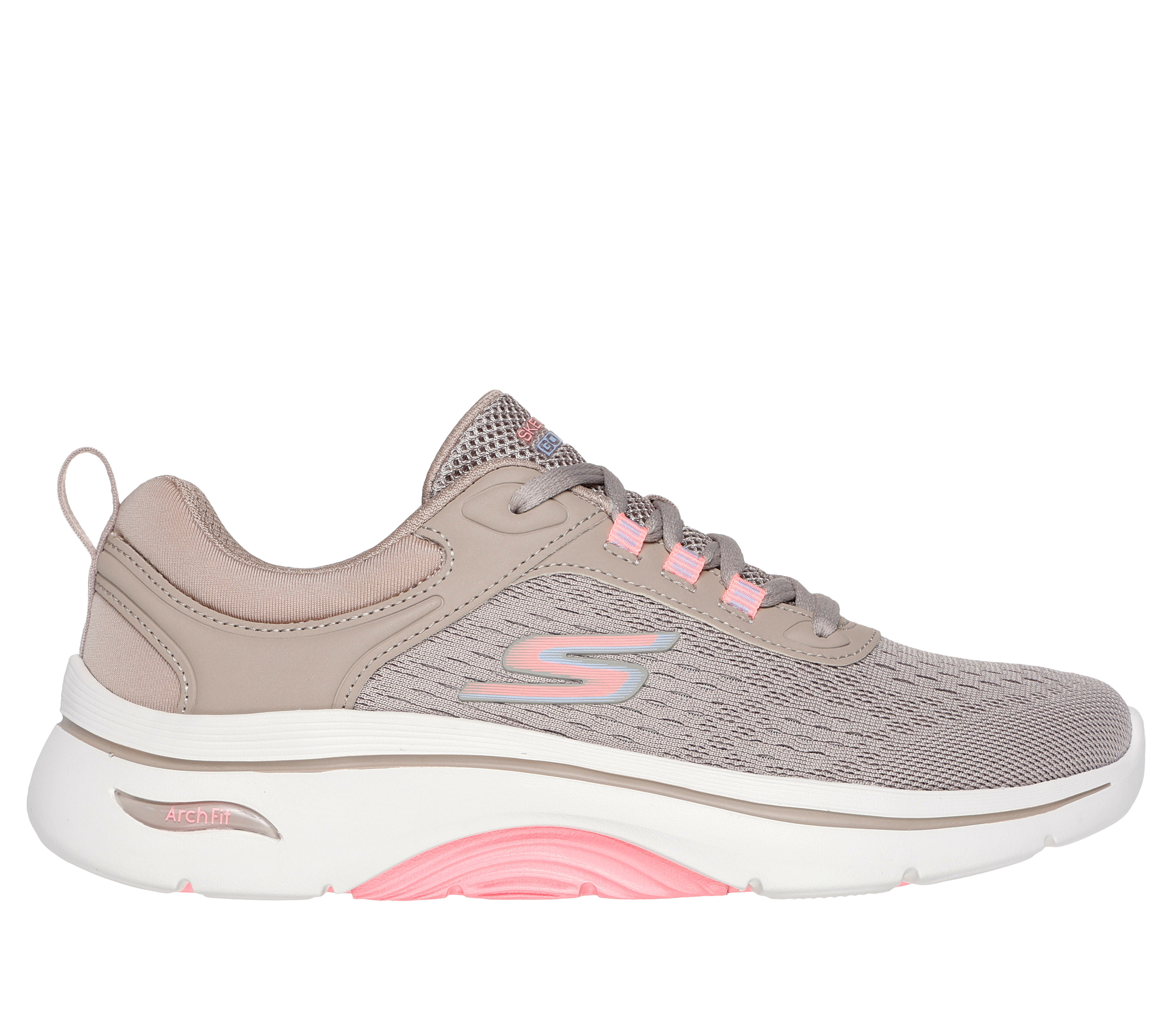 Skechers Women's GO WALK Arch Fit 2.0 - Balin Sneaker in Taupe, Size 4 | Textile/Synthetic, Vegan, Machine Washable