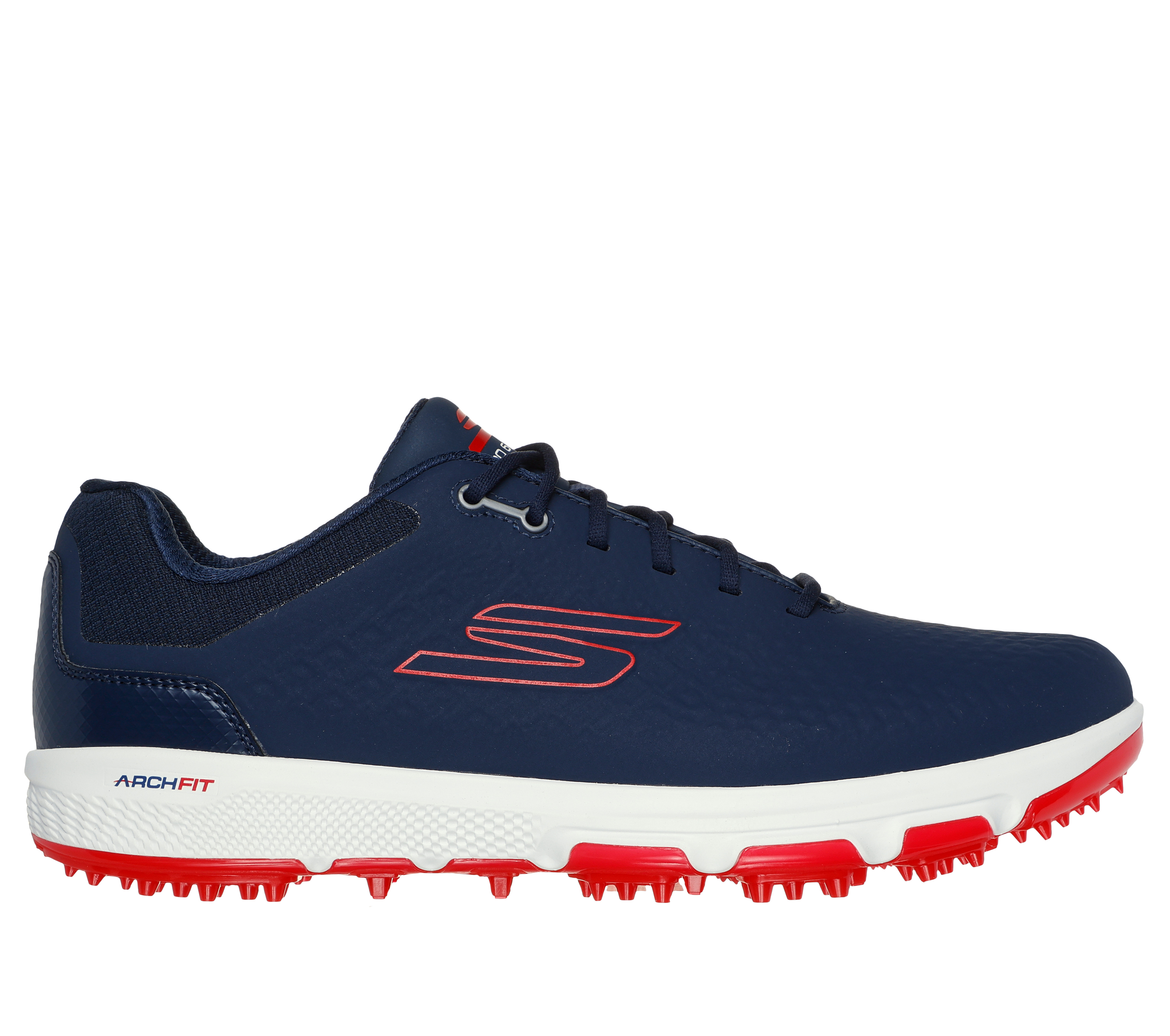 Skechers Men's GO GOLF PRO 6 SL Golf Shoes in Navy Blue/Red, Size 10 | Synthetic/Textile/Metal, Arch Fit