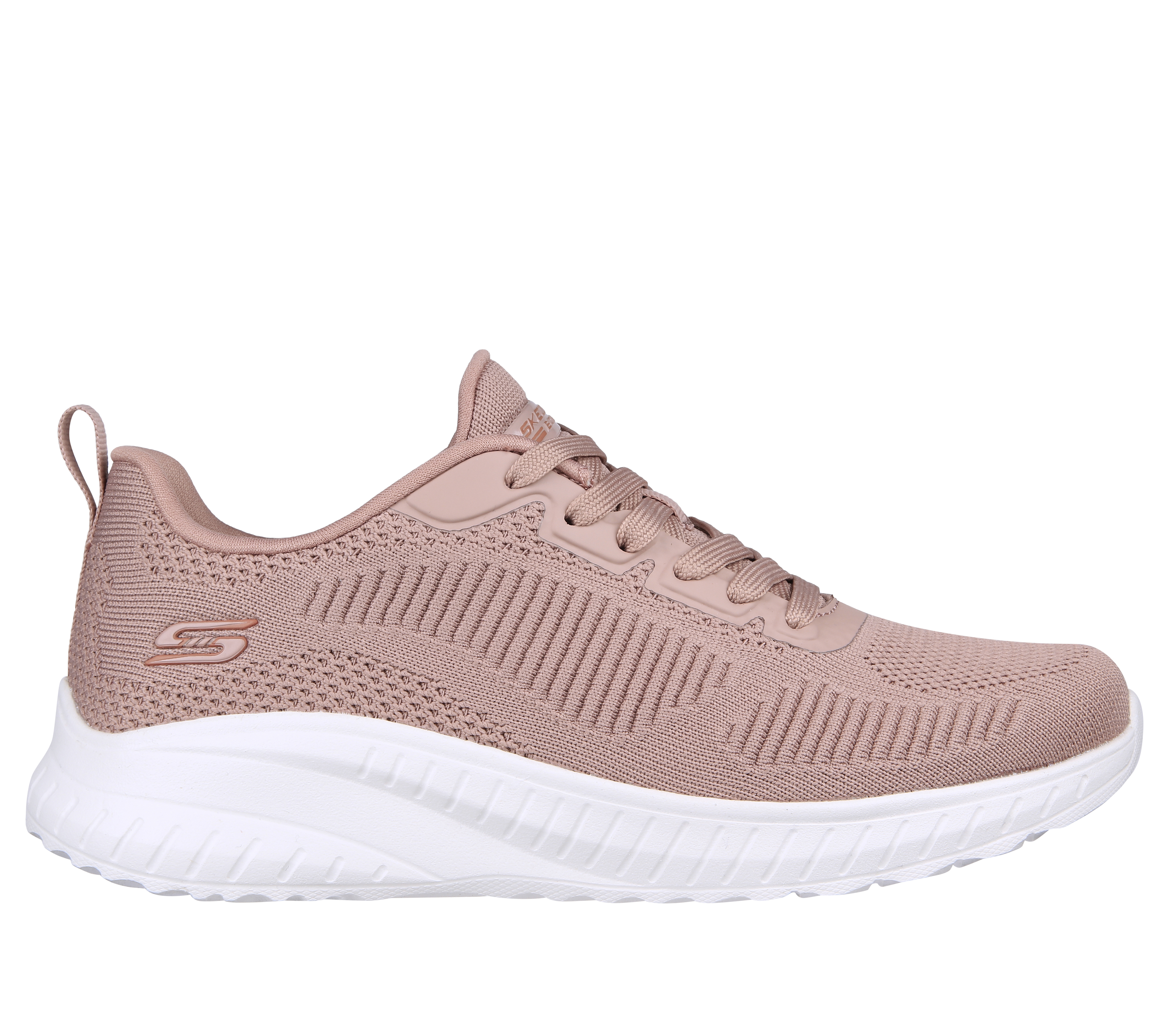 Skechers Women's BOBS Sport Squad Chaos - Face Off Sneaker in Blush Pink, Size 4.5 | Textile/Synthetic, Vegan, Machine Washable