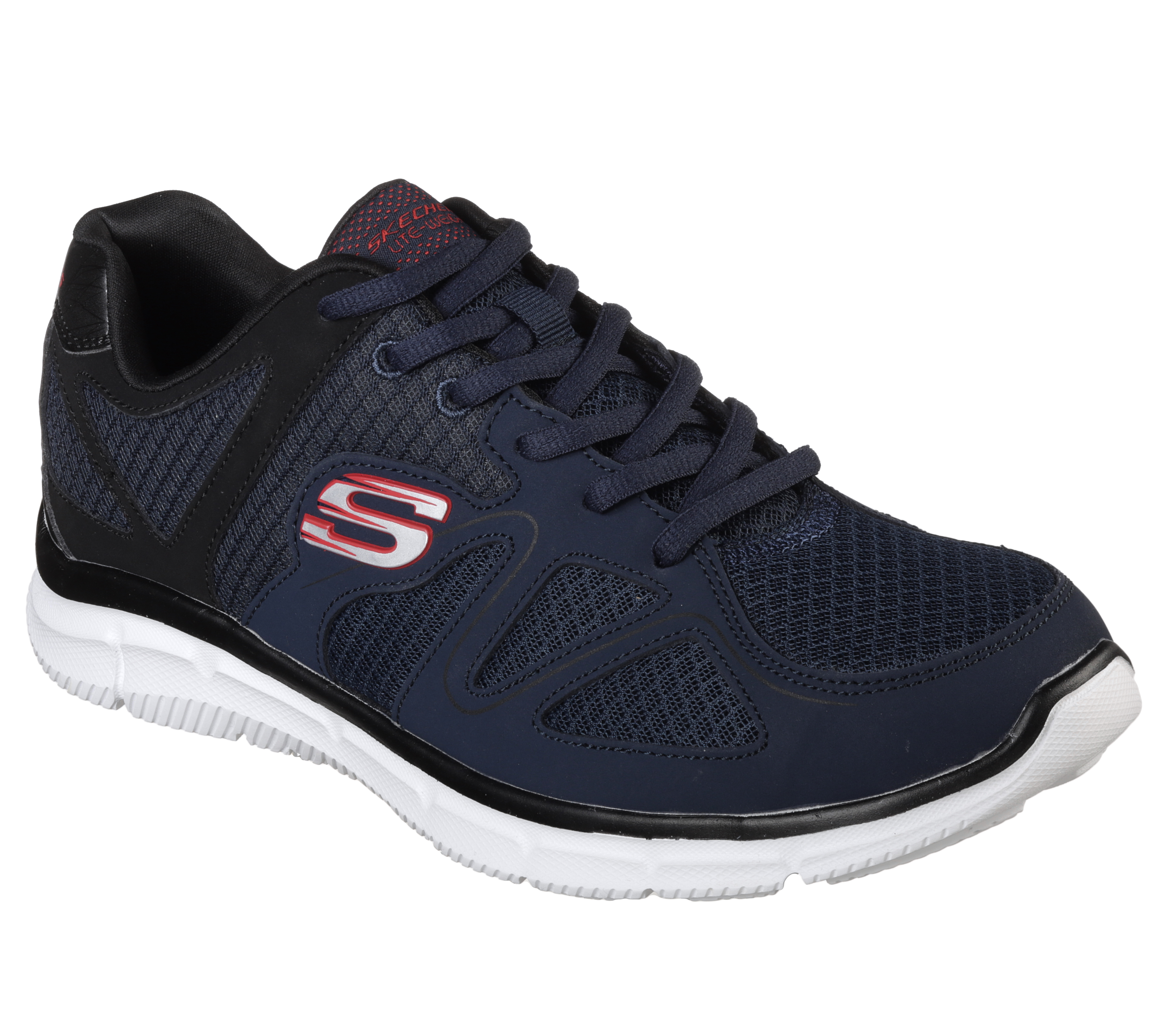 Skechers Men's Verse - Flash Point Sneaker in Navy Blue/Black, Size 8 | Leather/Textile/Synthetic