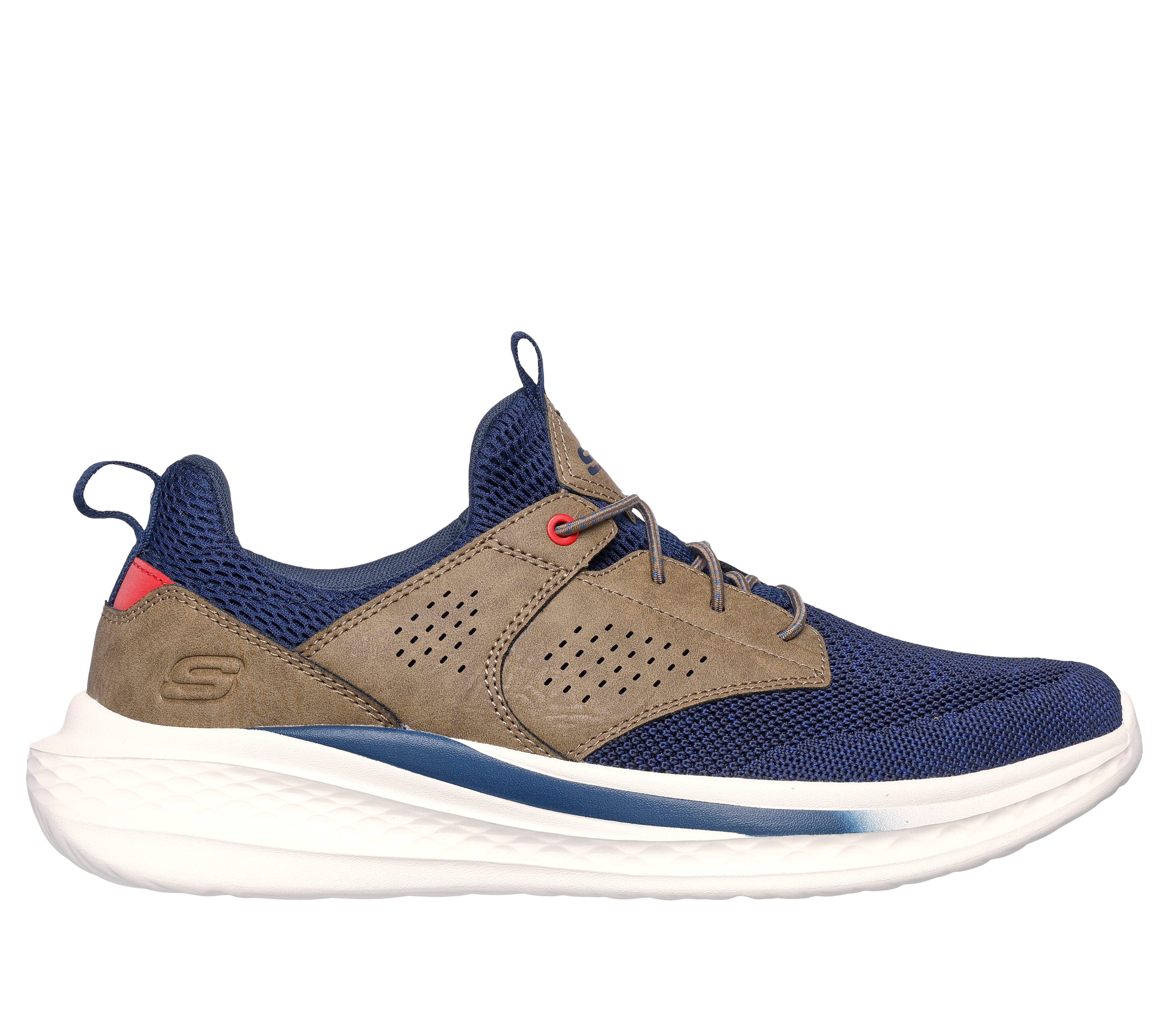 Skechers Men's Relaxed Fit: Slade - Breyer Sneaker in Navy Blue/Tan, Size 7.5 | Textile/Synthetic, Vegan