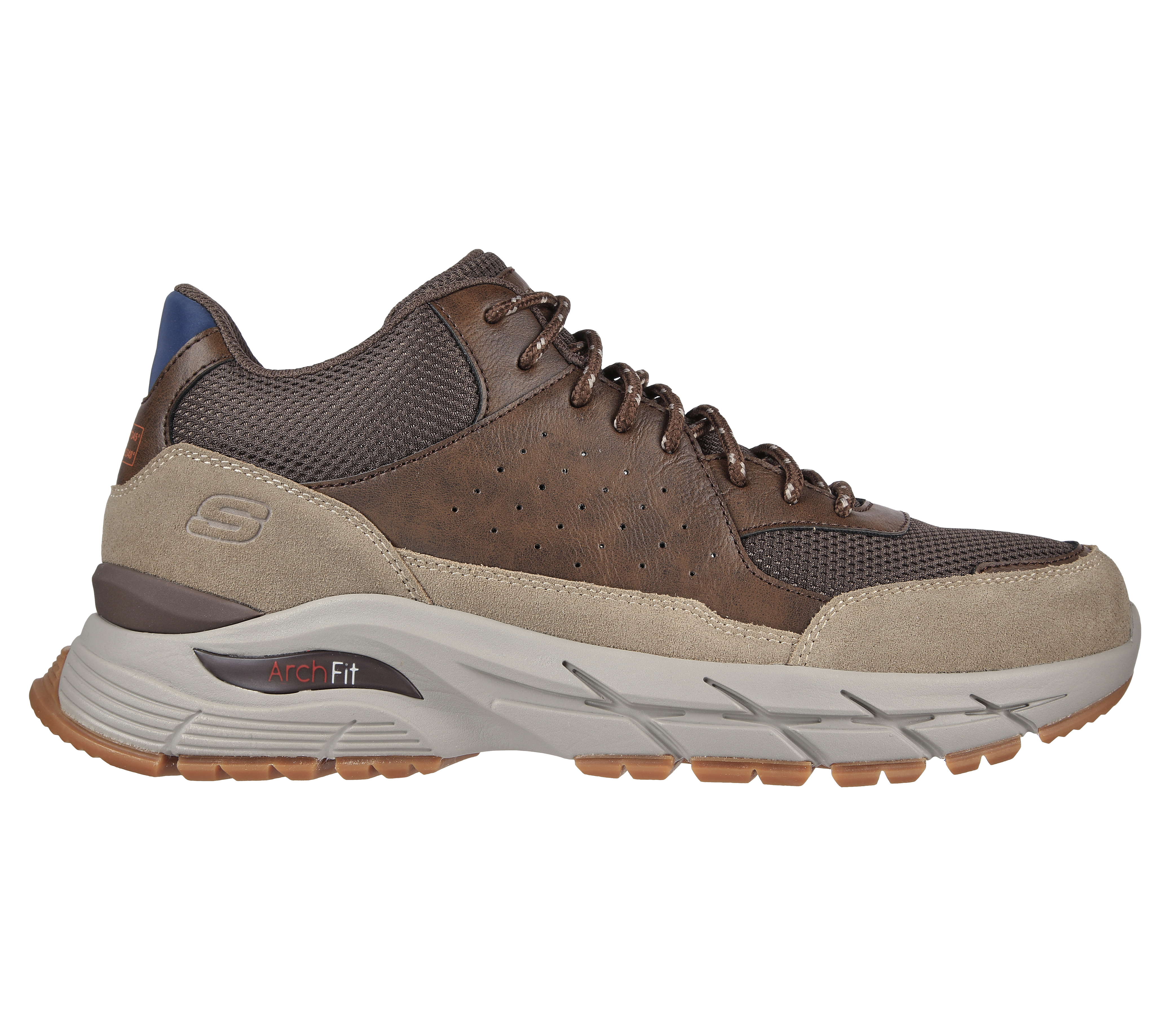 Skechers Men's Relaxed Fit: Arch Fit Baxter - Broddell Sneaker in Chocolate/Brown, Size 6 | Leather/Synthetic/Textile