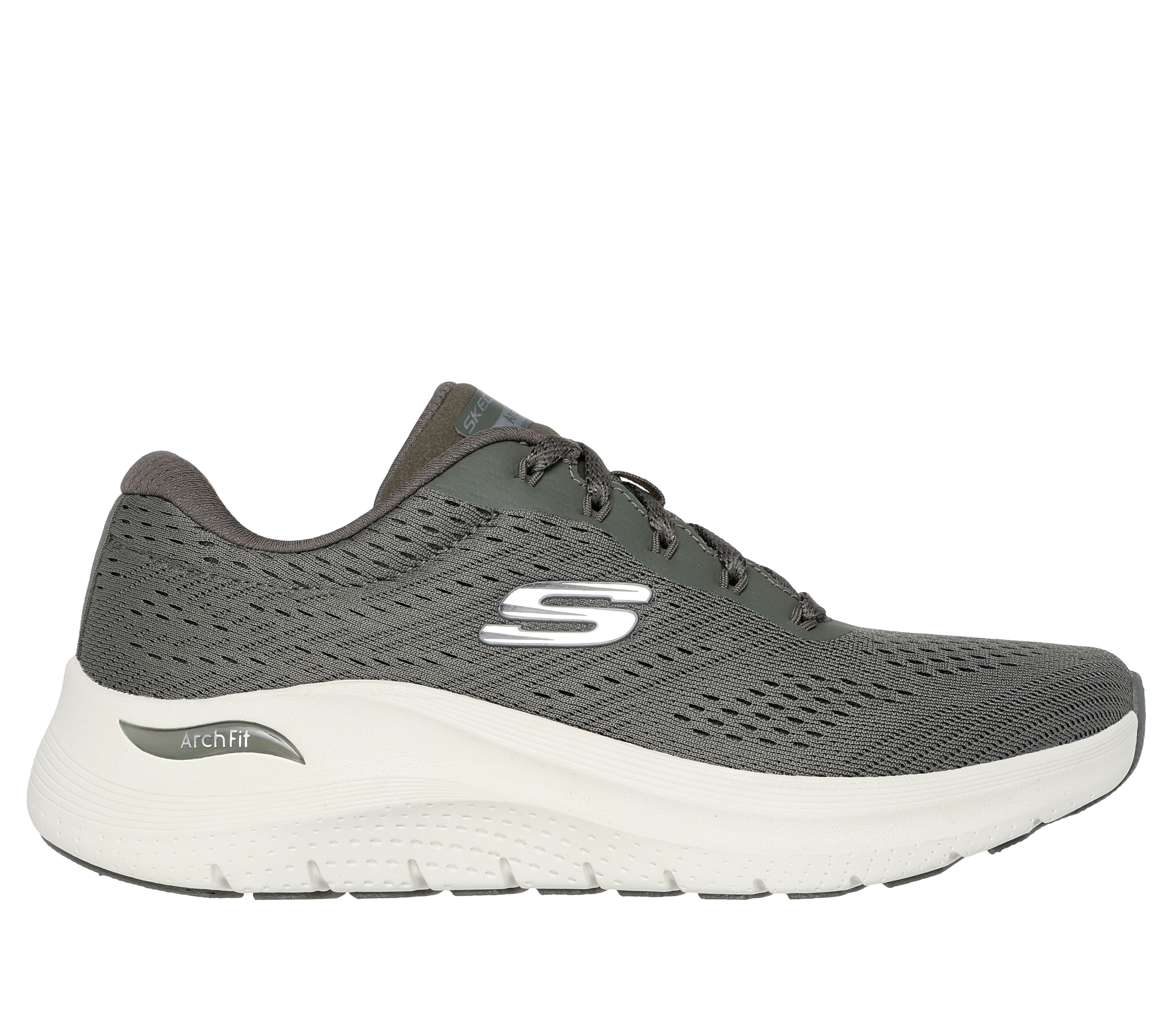 Skechers Women's Arch Fit 2.0 - Big League Sneaker in Olive, Size 5.5 Wide | Textile/Synthetic, Vegan, Machine Washable