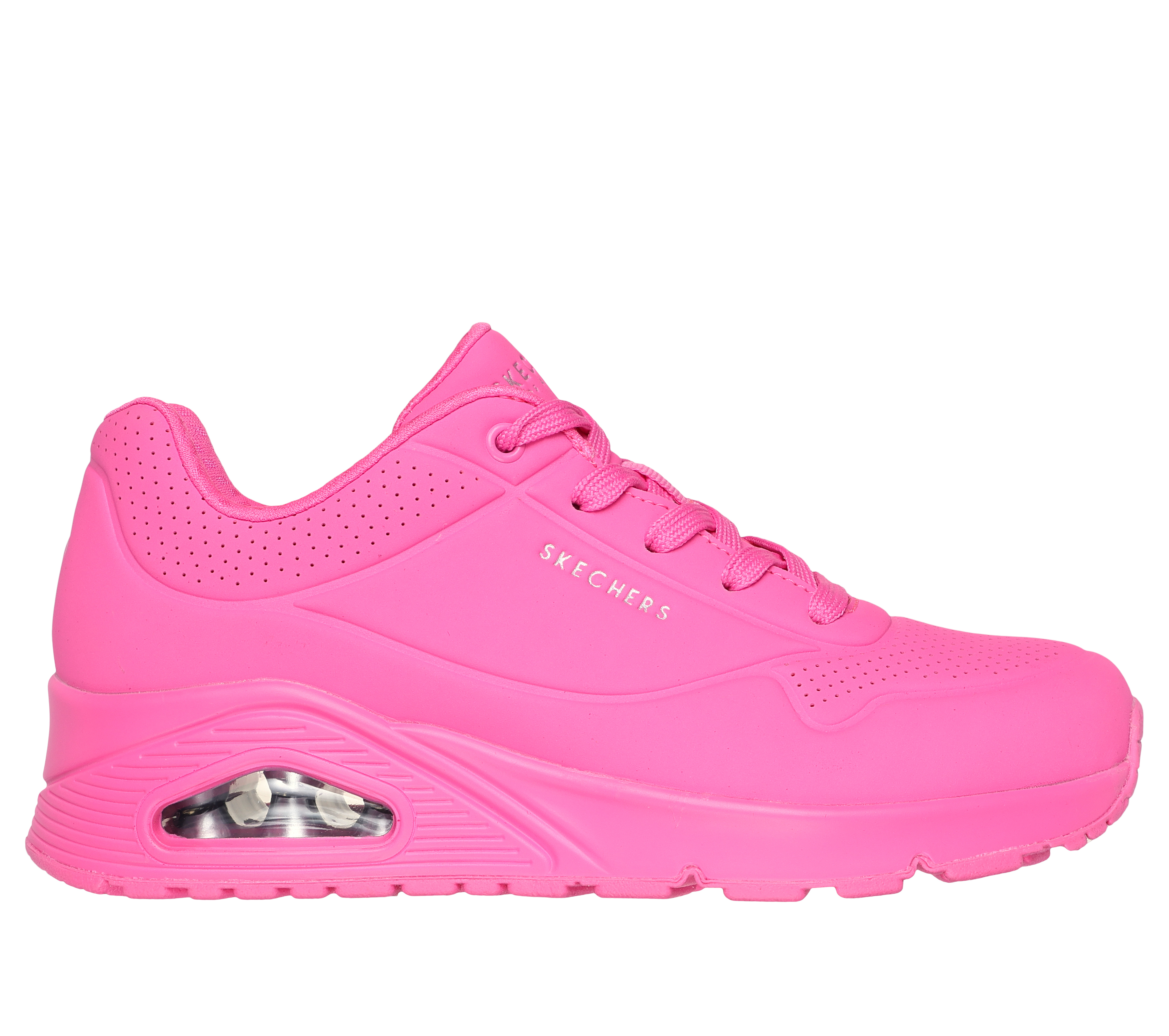 Skechers Women's Uno - Stand on Air Sneaker in Hot Pink, Size 4.5 | Textile/Synthetic