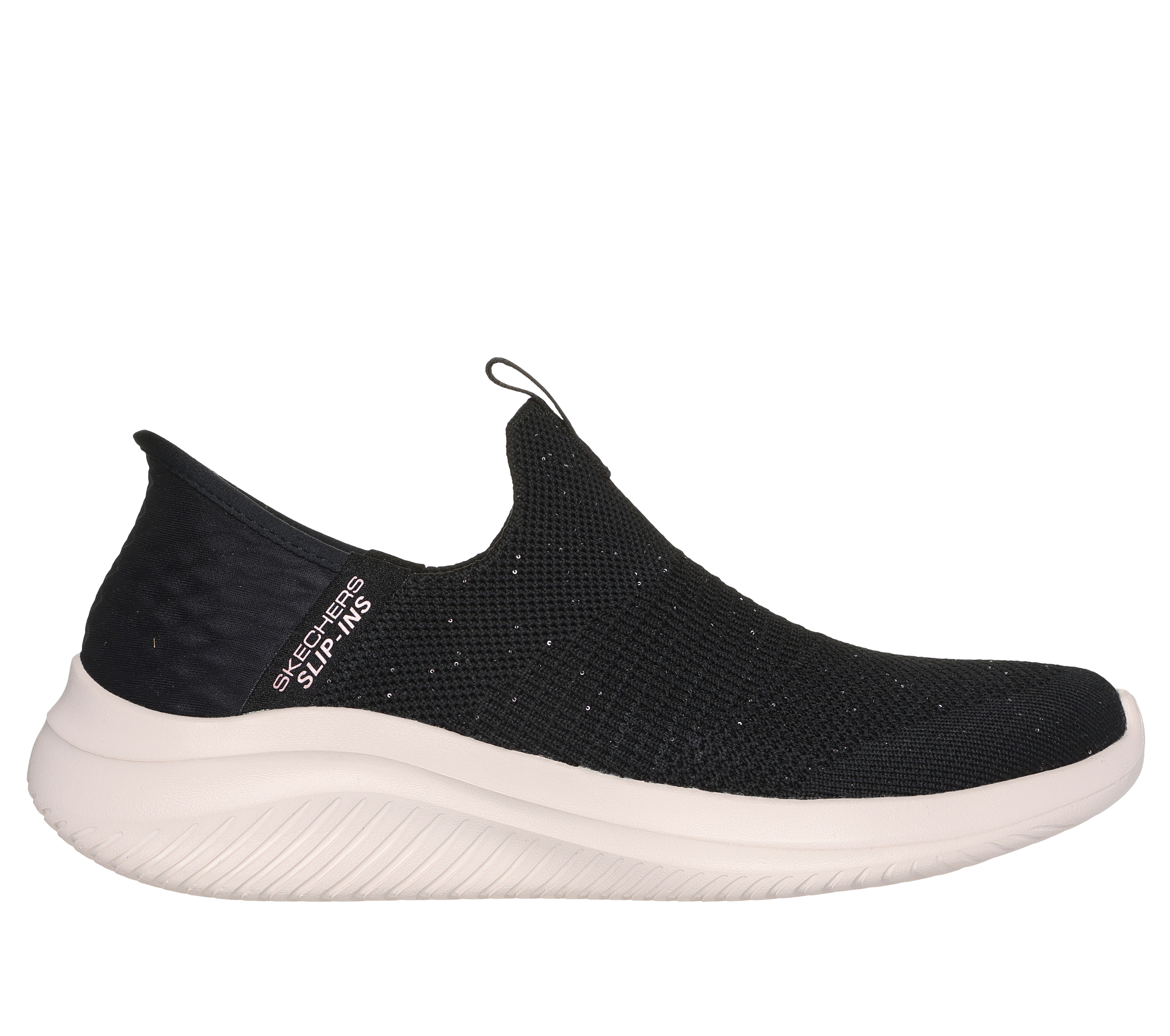 Skechers Women's Slip-ins: Ultra Flex 3.0 - Shiny Night Slip-On Shoes in Black/Rose Gold, Size 2.5 | Textile/Synthetic, Vegan, Machine Washable