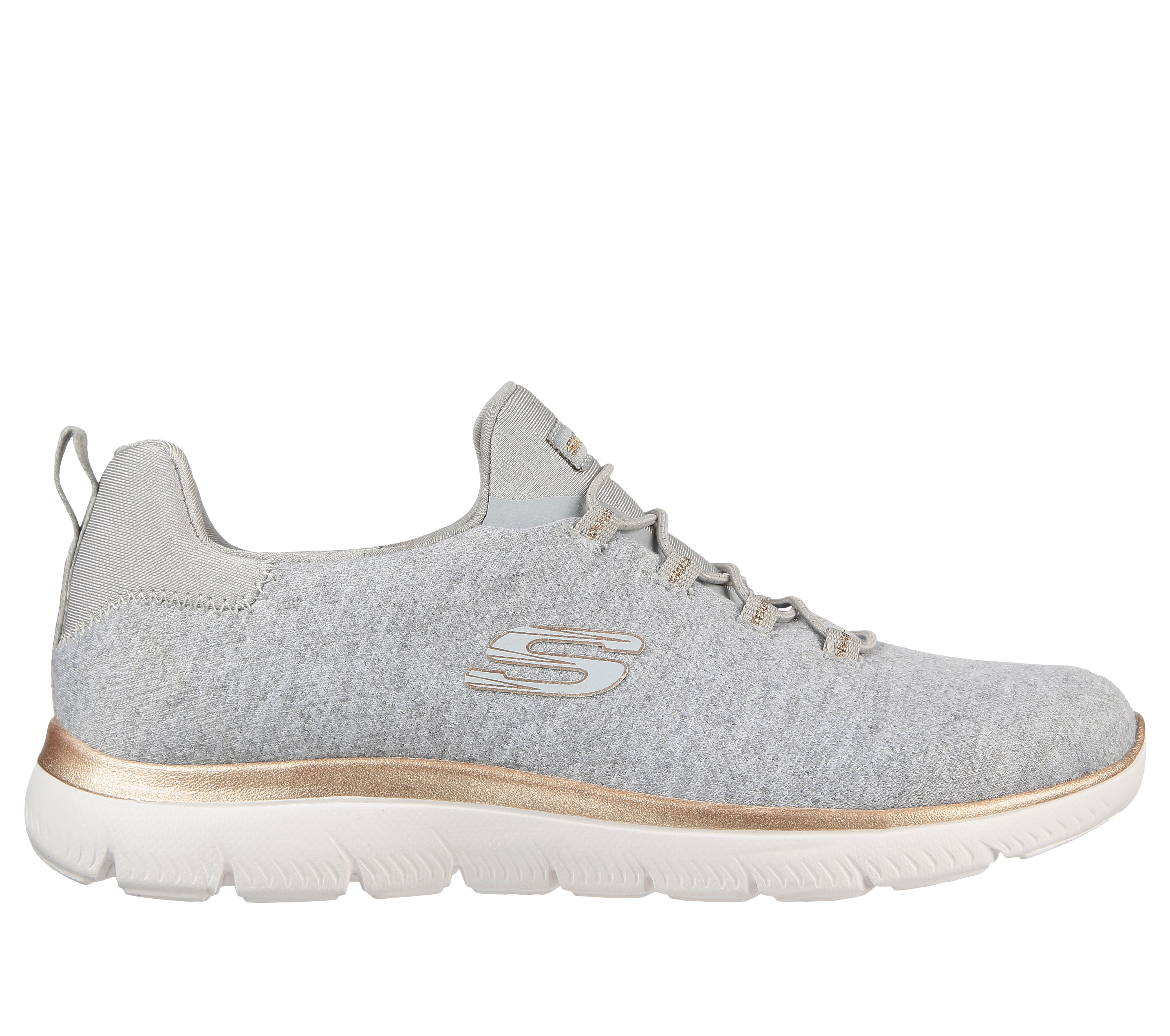 Skechers Women's Summits - Dazzling Me Sneaker in Gray, Size 3 | Textile/Synthetic, Vegan, Machine Washable