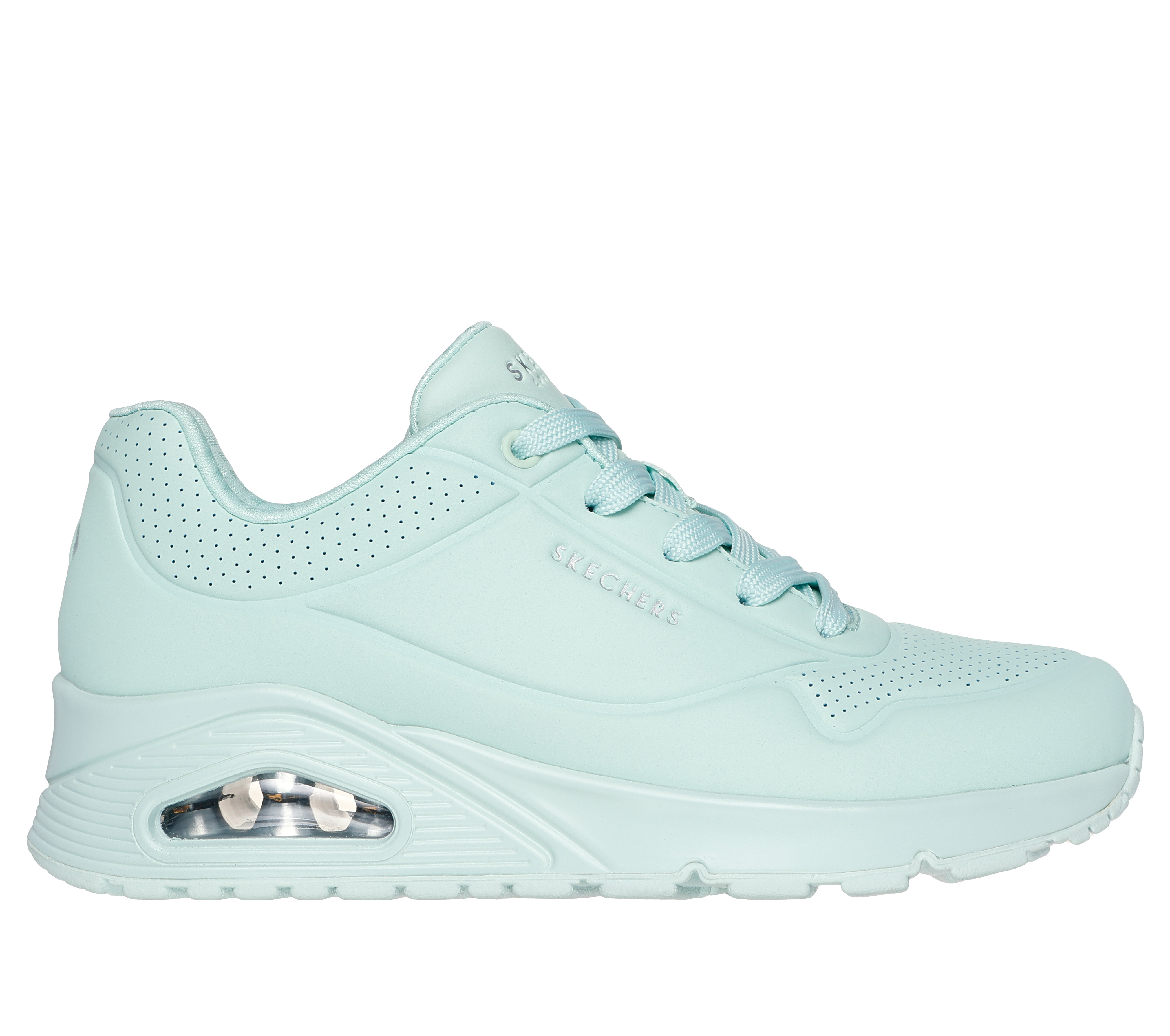 Skechers Women's Uno - Stand on Air Sneaker in Seafoam, Size 5.5 | Textile/Synthetic