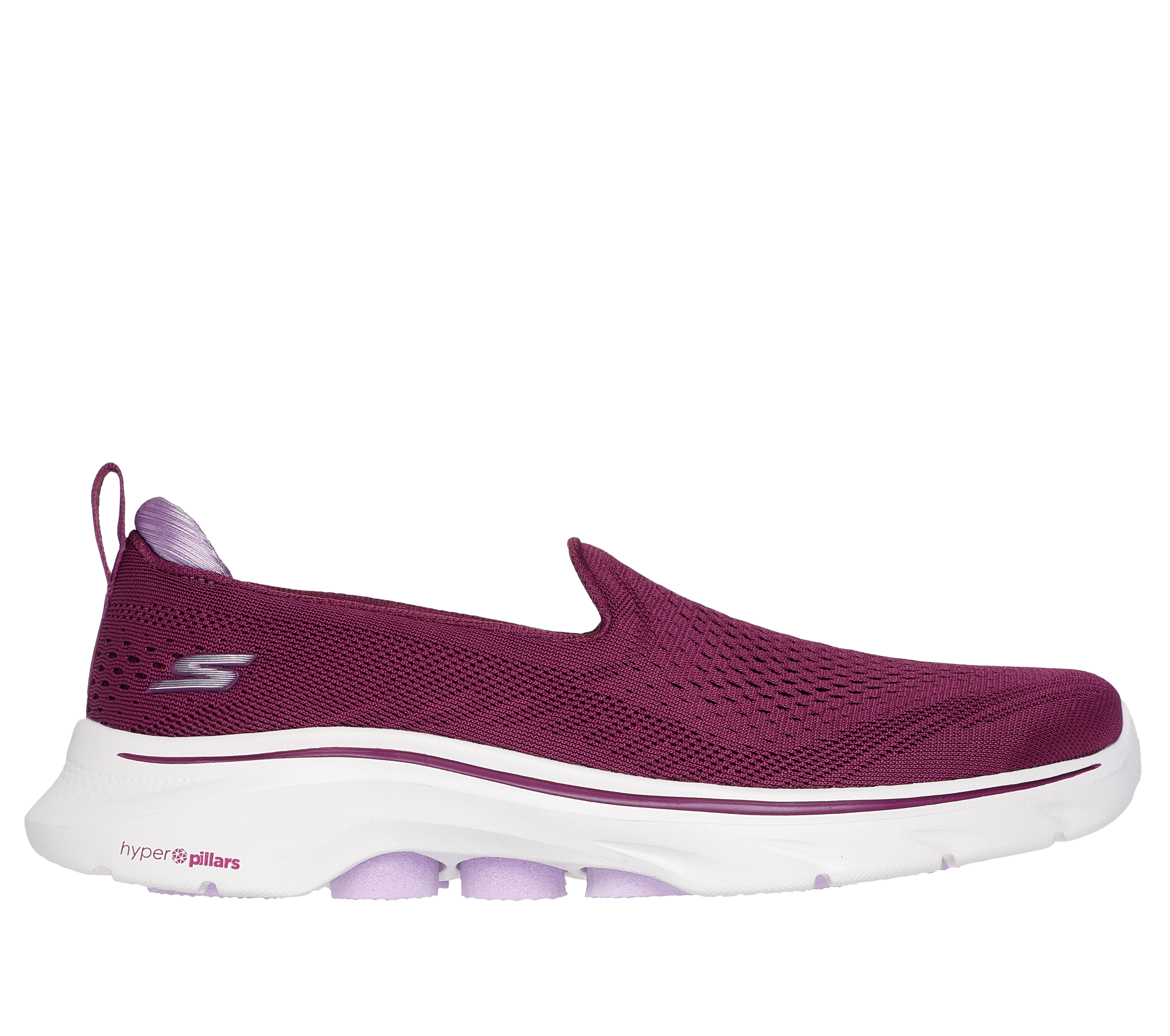 Skechers Women's GO WALK 7 - Vina Slip-On Shoes in Plum, Size 6.5 | Textile/Synthetic, Vegan, Machine Washable