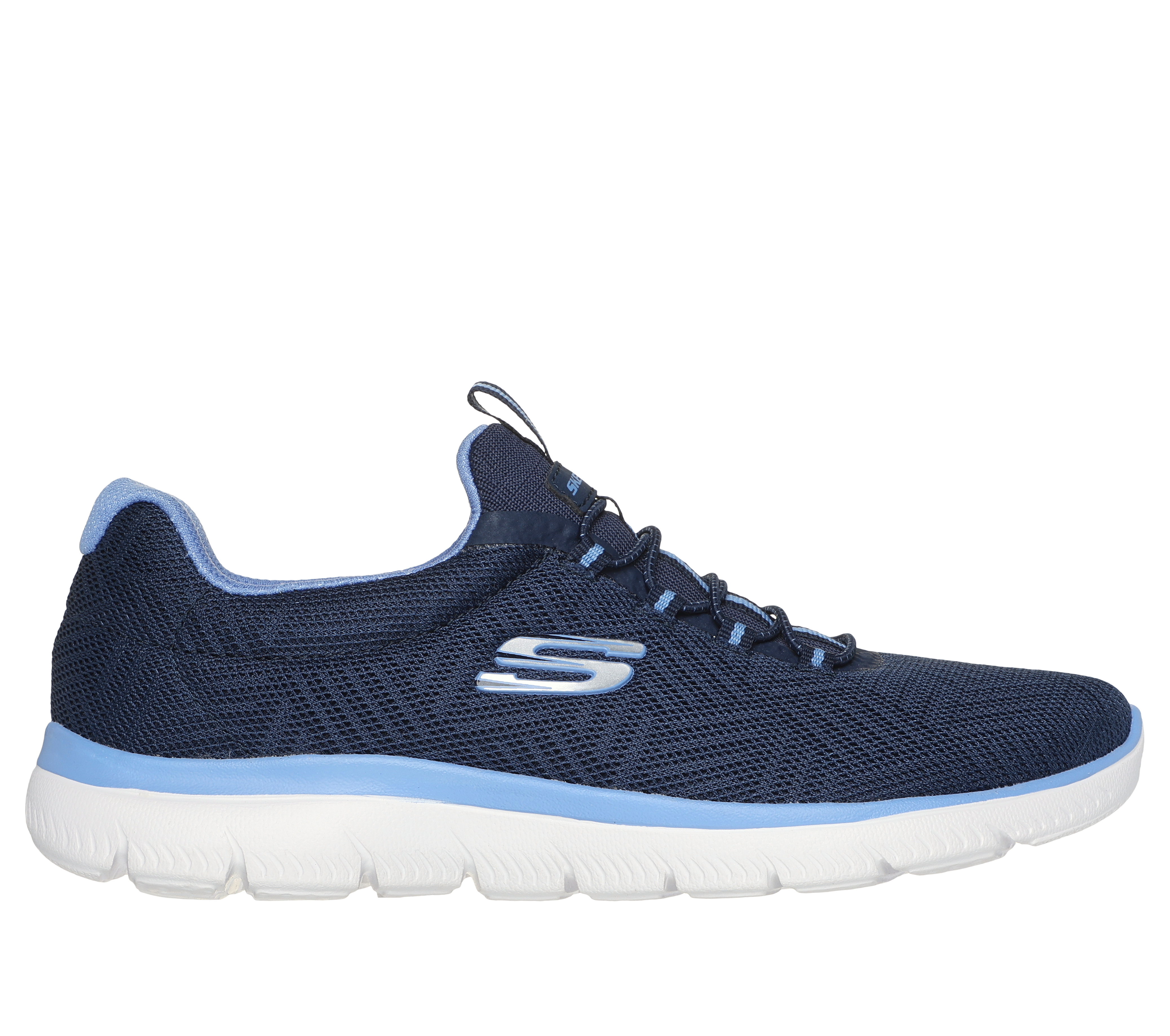 Skechers Women's Summits - Artistry Chic Sneaker in Navy Blue/Blue, Size 7 | Textile/Synthetic, Vegan, Machine Washable