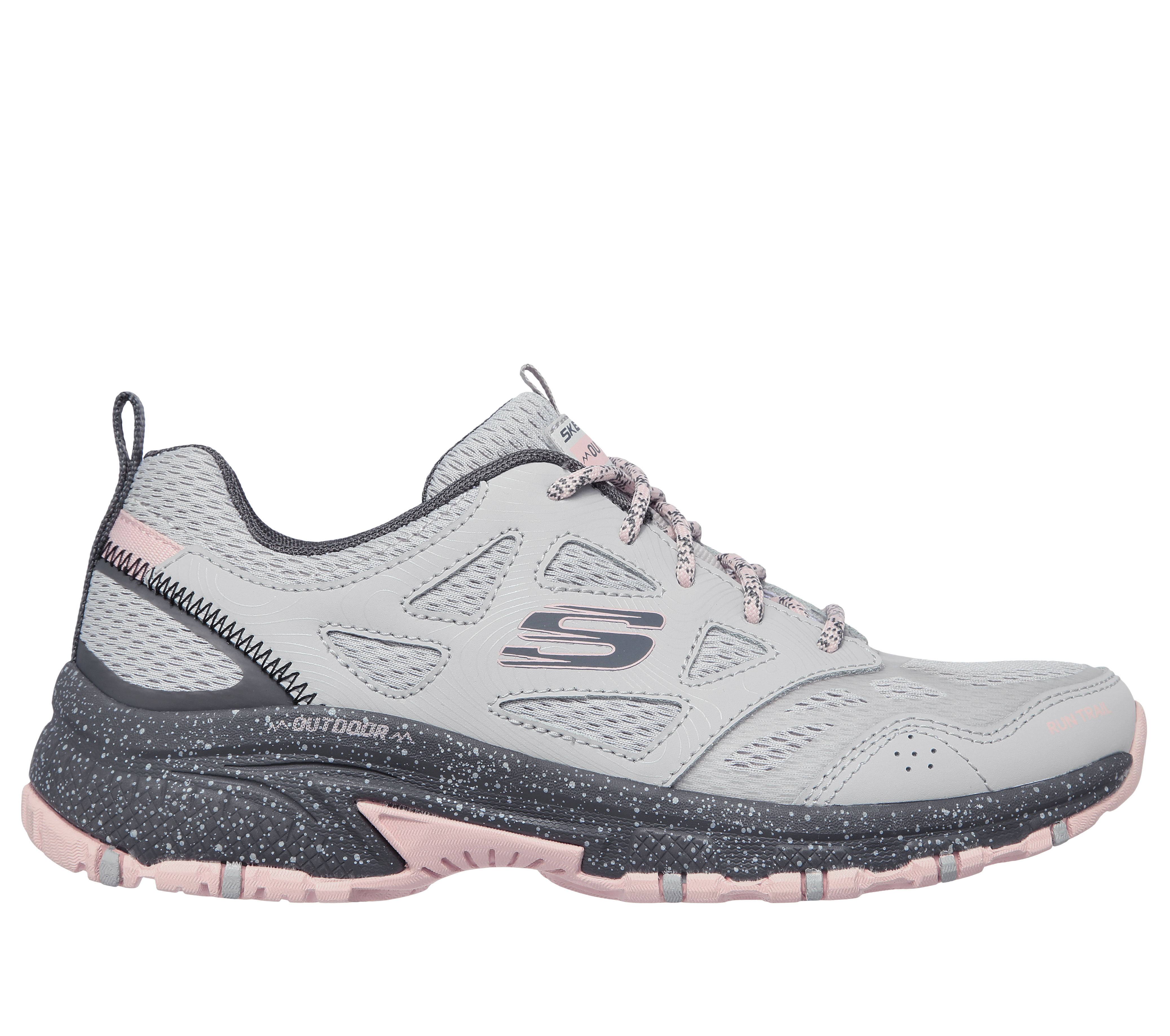 Skechers Women's Hillcrest - Pure Escapade Sneaker in Gray/Pink, Size 5.5 | Leather/Textile/Synthetic