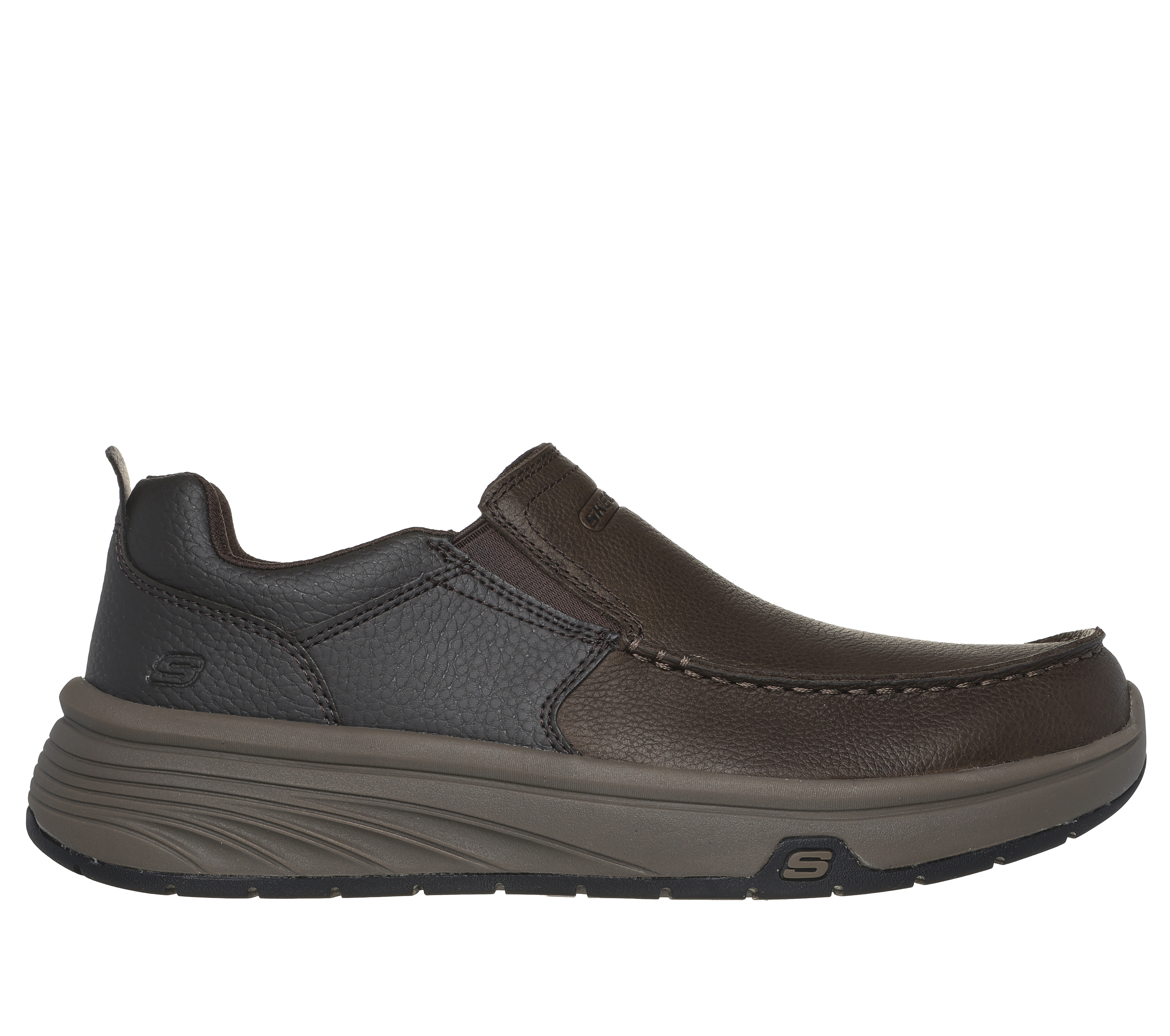 Skechers Men's Relaxed Fit: Calabrio - Bazley Sneaker in Dark Brown, Size 9 | Leather/Synthetic/Textile