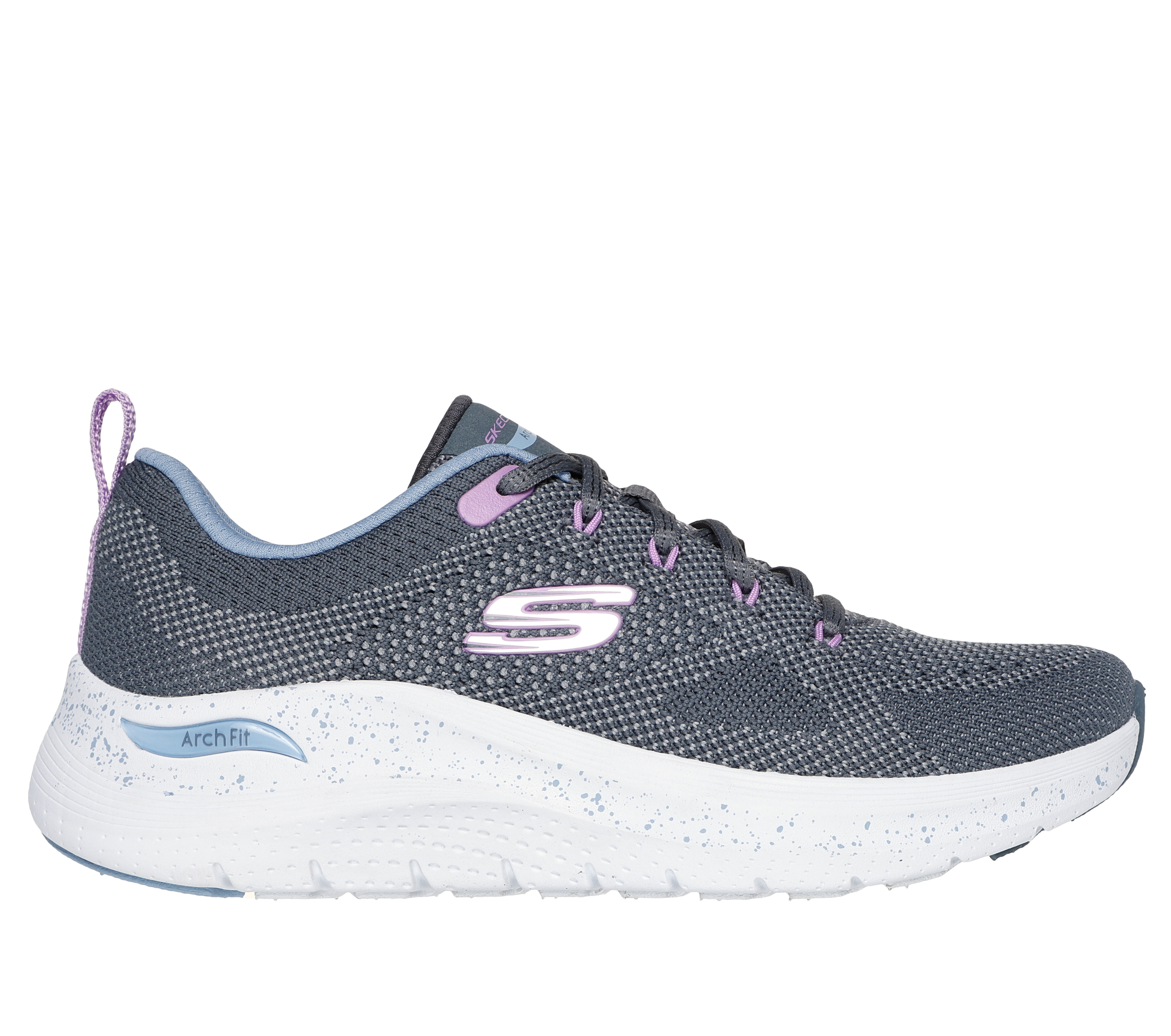 Skechers Women's Arch Fit 2.0 - Fast Paced Sneaker in Gray, Size 6 | Textile/Synthetic, Vegan, Machine Washable