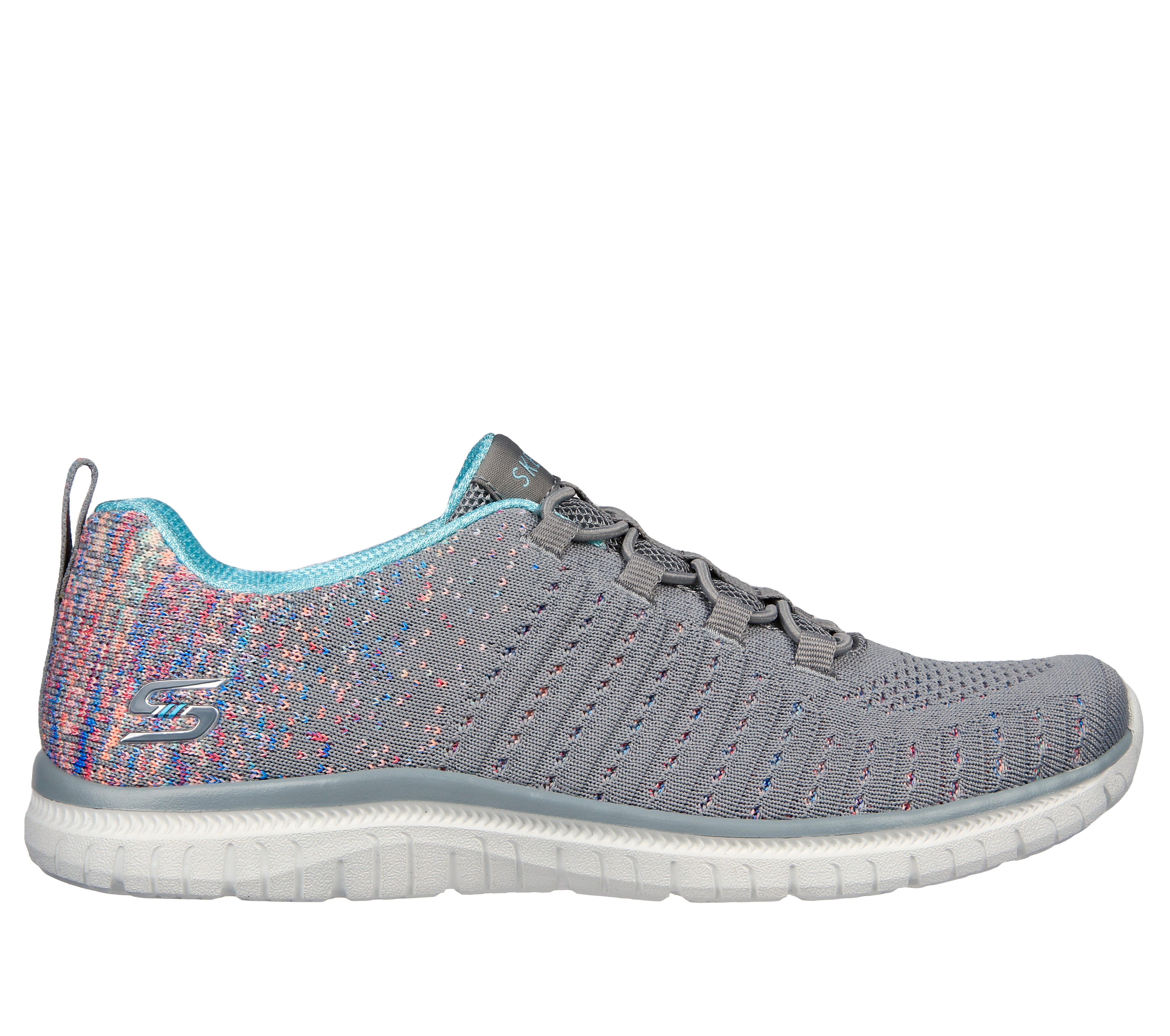 Skechers Women's Virtue Sneaker in Gray, Size 5 Wide | Textile/Synthetic, Vegan, Machine Washable