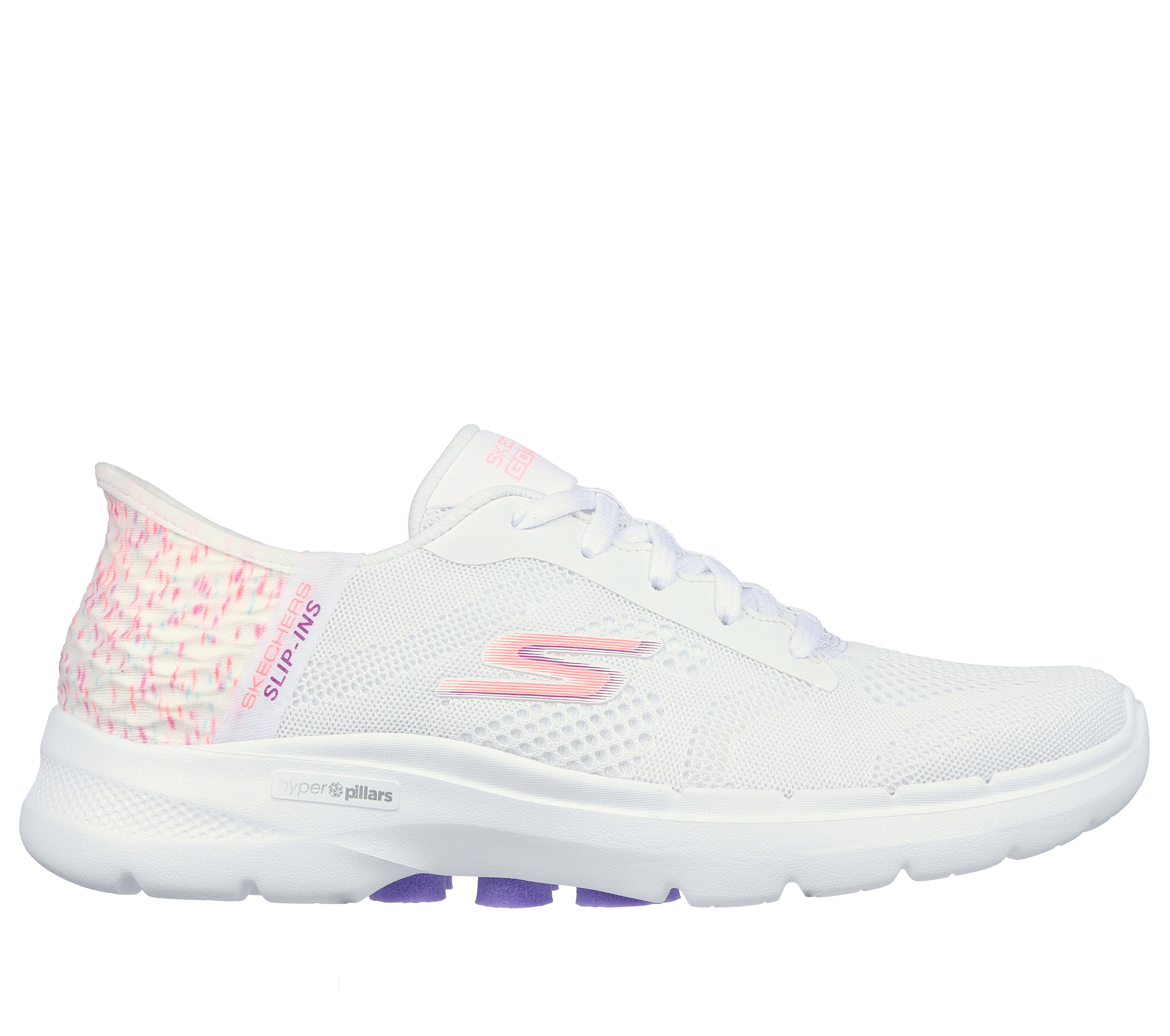 Skechers Women's Slip-Ins: GO WALK 6 - Vivid Idea Slip-On Shoes in White, Size 7 | Textile, Machine Washable