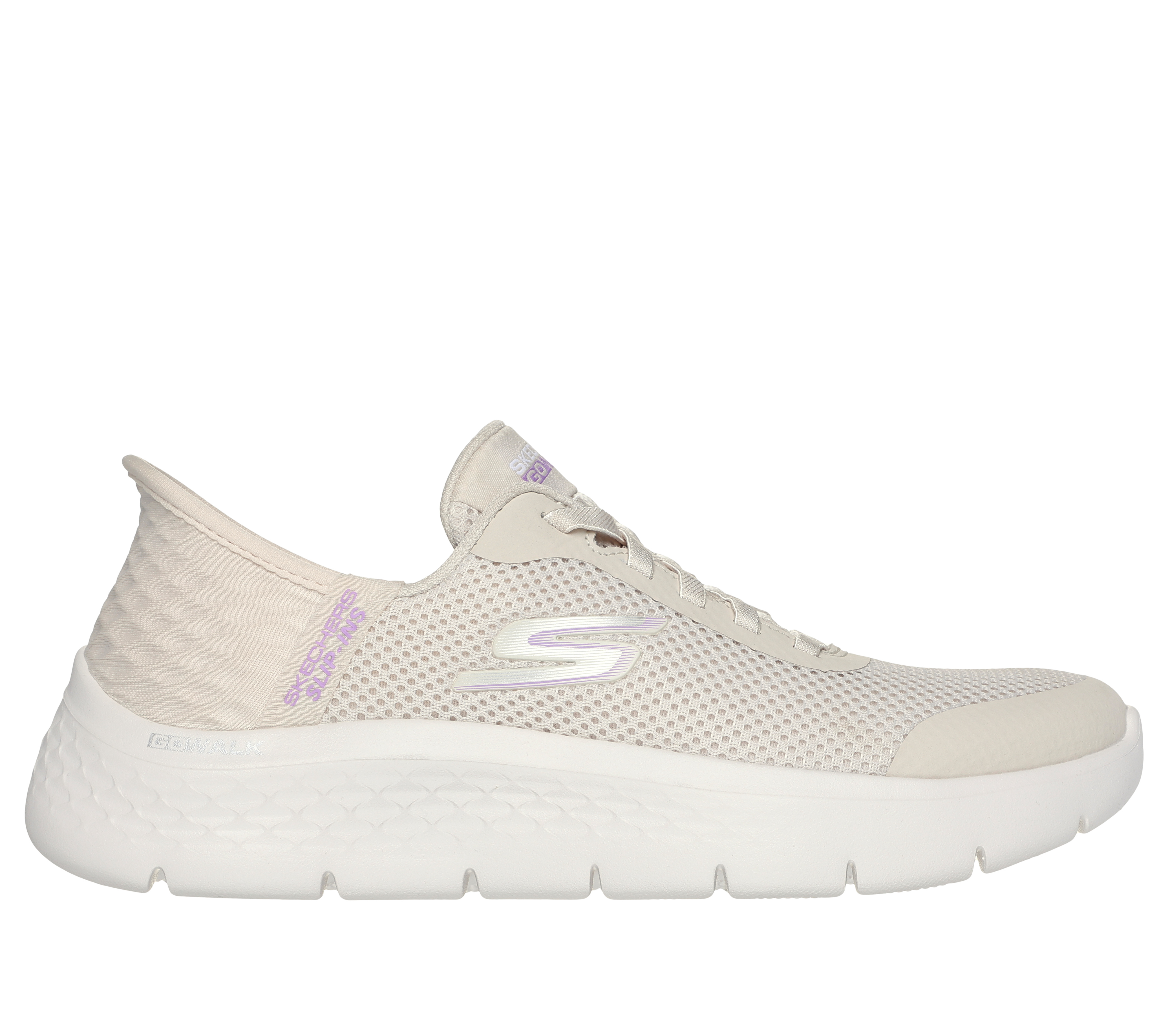 Skechers Women's Slip-ins: GO WALK Flex - Grand Entry Sneaker in Off White, Size 6 | Textile/Synthetic, Vegan, Machine Washable