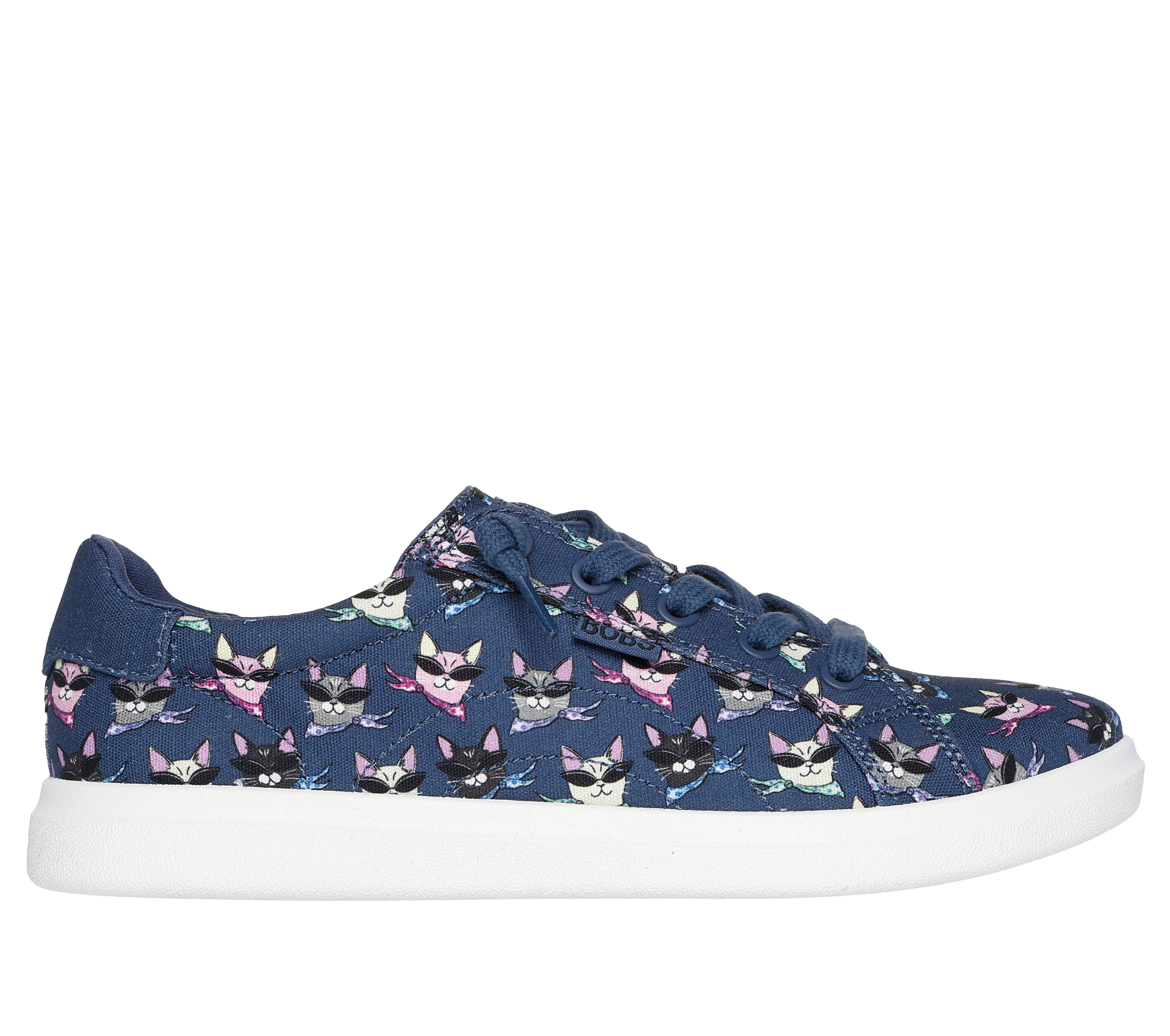 Skechers Women's BOBS D'Vine - Windy Kitty Sneaker in Navy Blue, Size 5.5 | Textile/Metal, Vegan