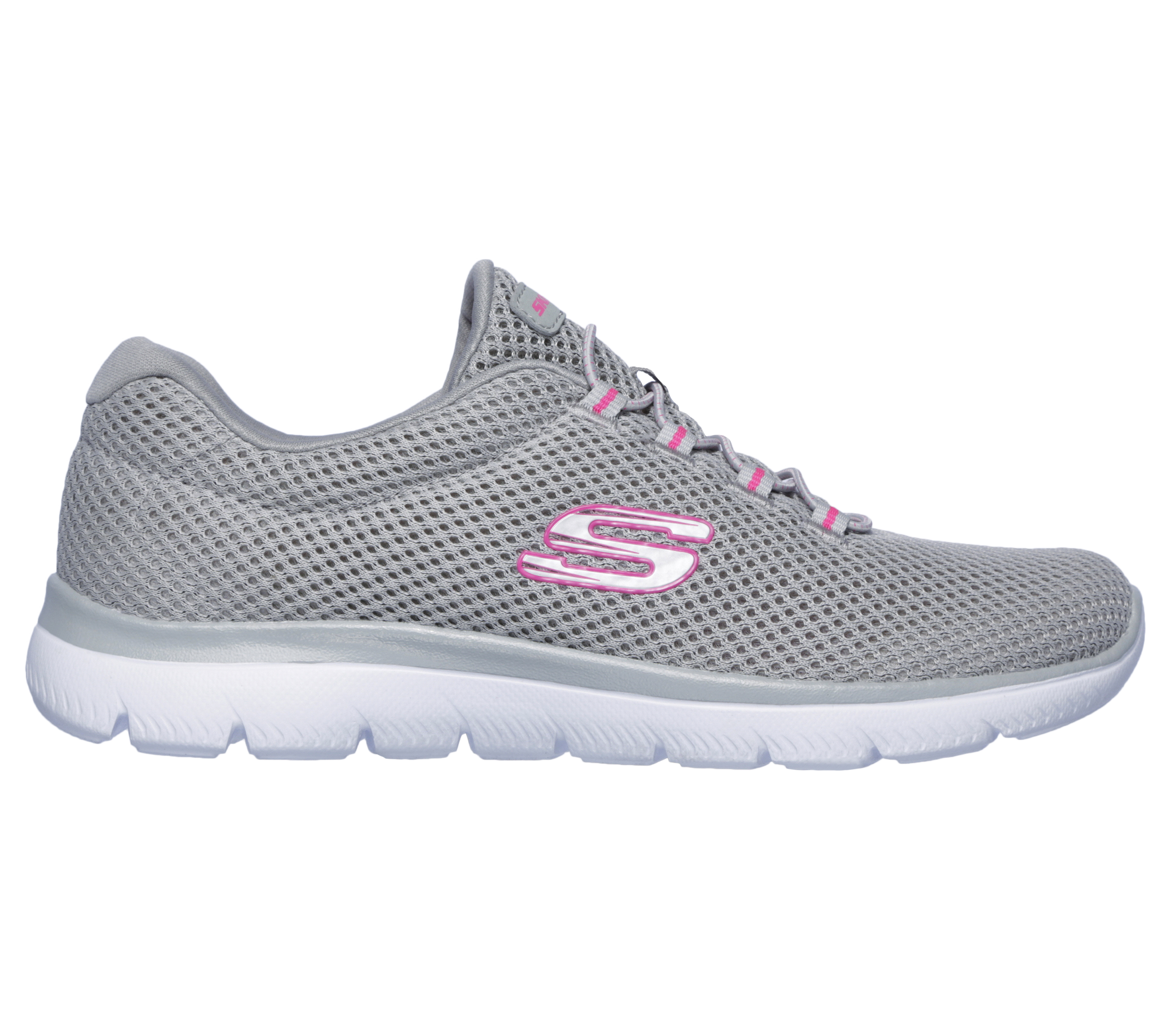 Skechers Women's Summits Sneaker in Gray/Hot Pink, Size 3.5 | Textile/Synthetic, Machine Washable