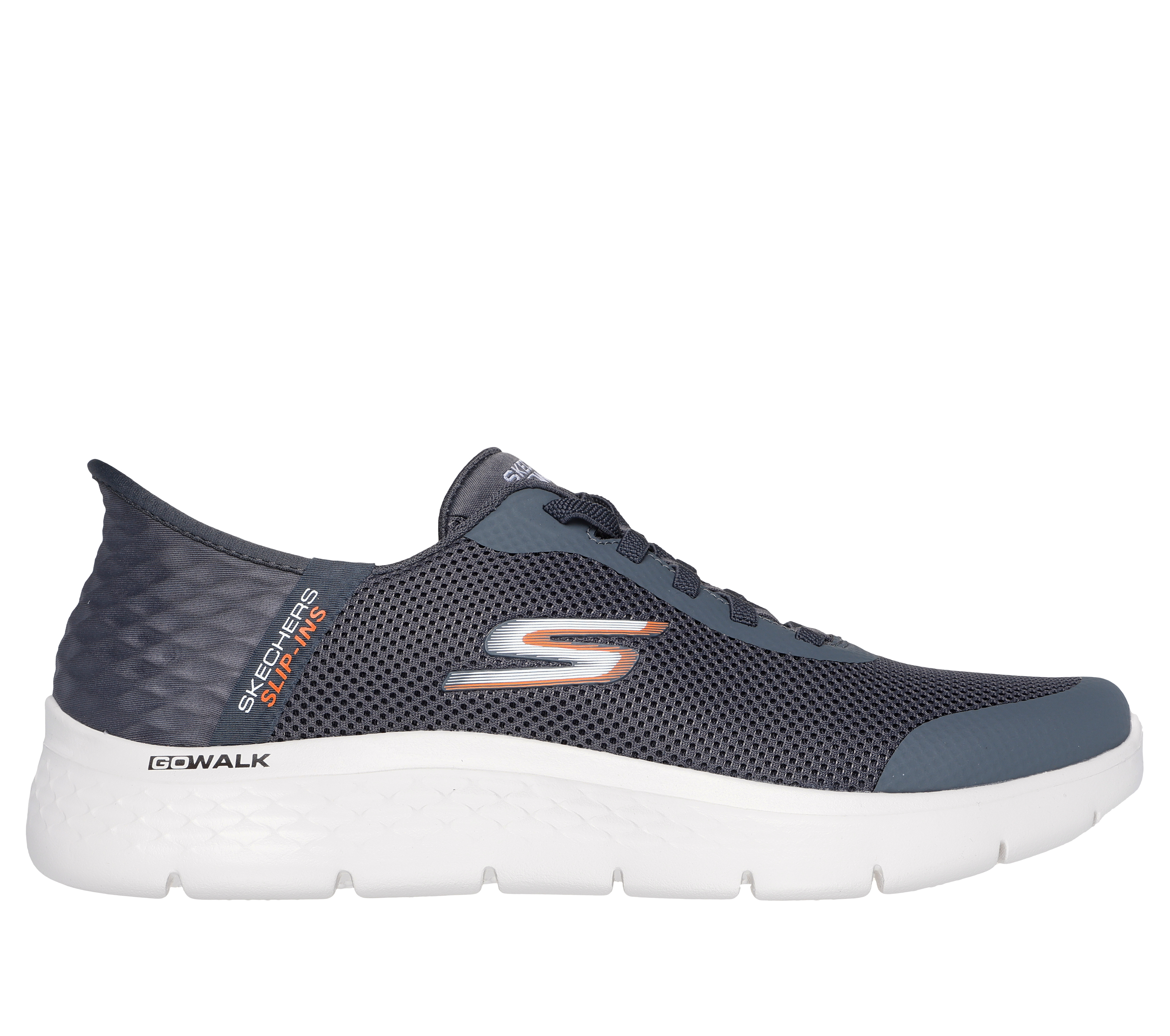 Skechers Men's Slip-ins: GO WALK Flex - Hands Up Sneaker in Gray, Size 6 | Textile/Synthetic, Vegan, Machine Washable