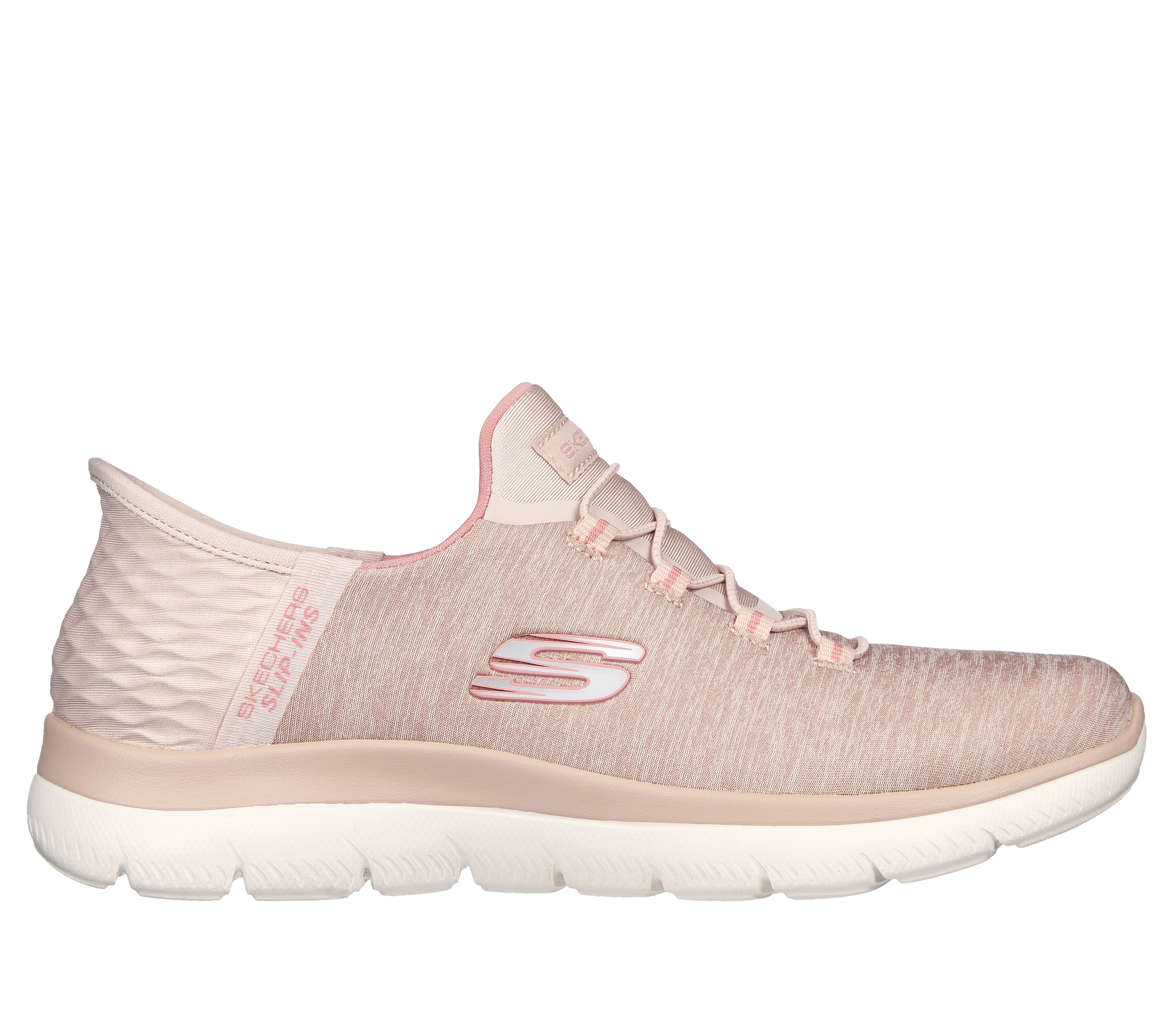 Skechers Women's Slip-ins: Summits - Dazzling Haze Sneaker in Rose, Size 4.5 Wide | Textile/Synthetic, Vegan, Machine Washable