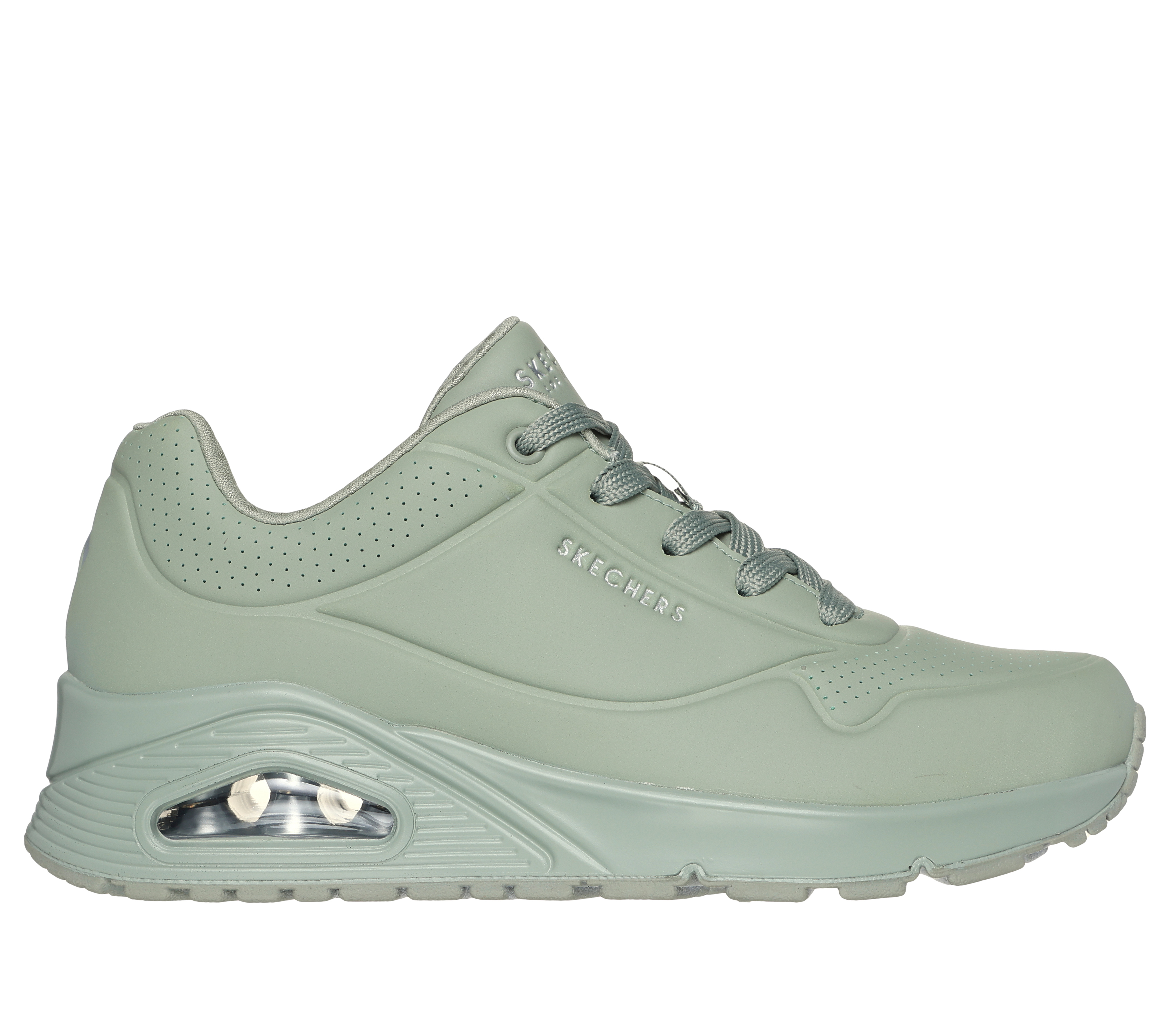 Skechers Women's Uno - Stand on Air Sneaker in Sage, Size 5 | Textile/Synthetic