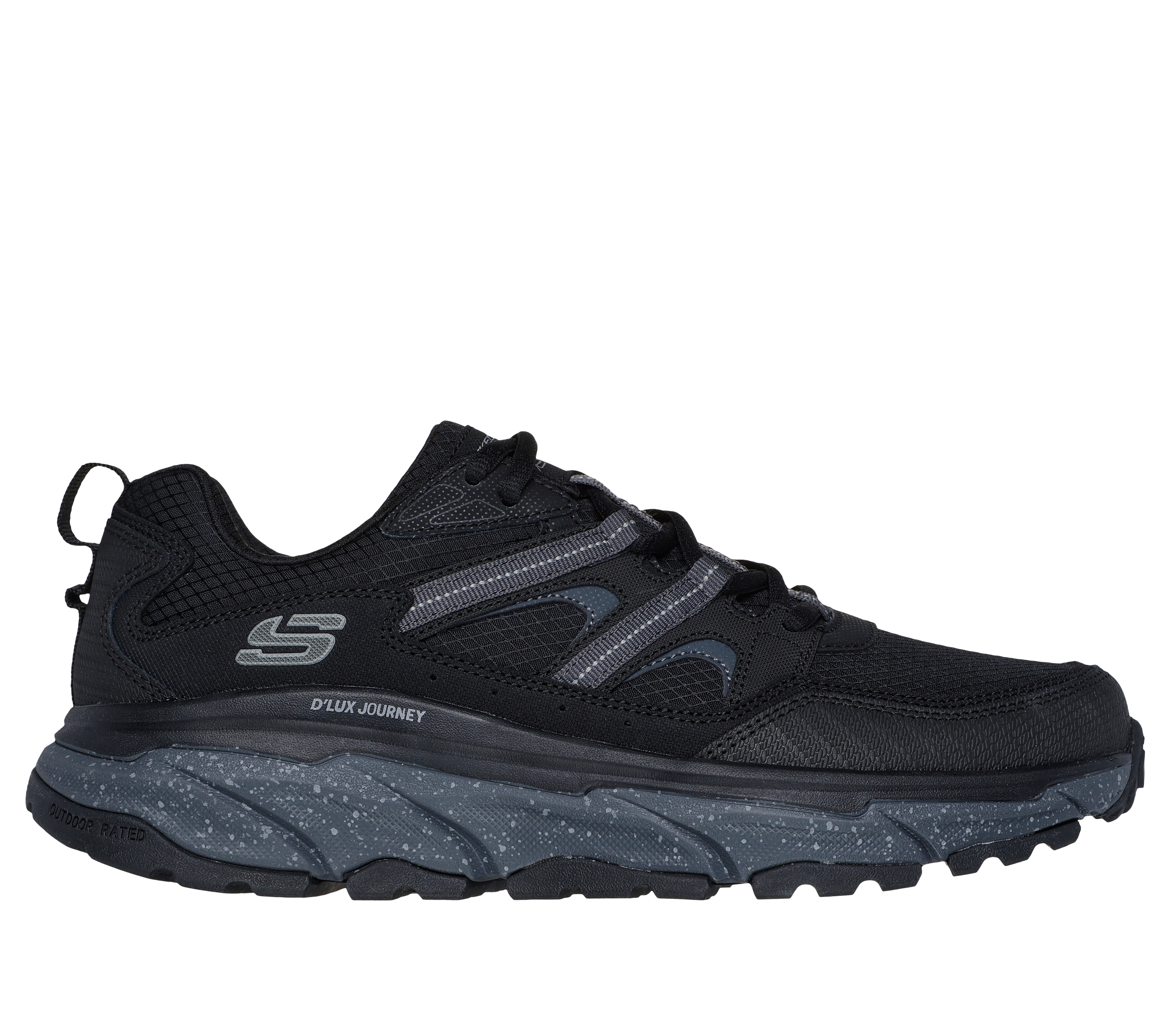 Skechers Men's Relaxed Fit: D'Lux Journey Sneaker in Black/Charcoal, Size 9 | Leather/Synthetic/Textile