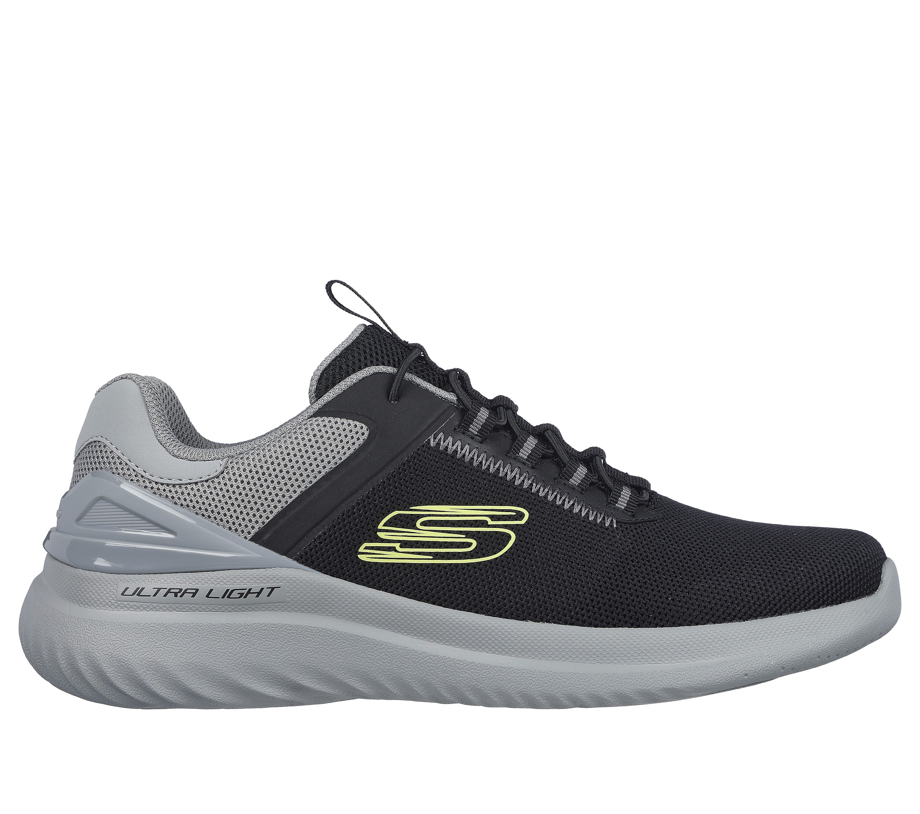 Skechers Men's Bounder 2.0 - Anako Sneaker in Black/Gray, Size 5.5 | Textile/Synthetic, Vegan, Machine Washable