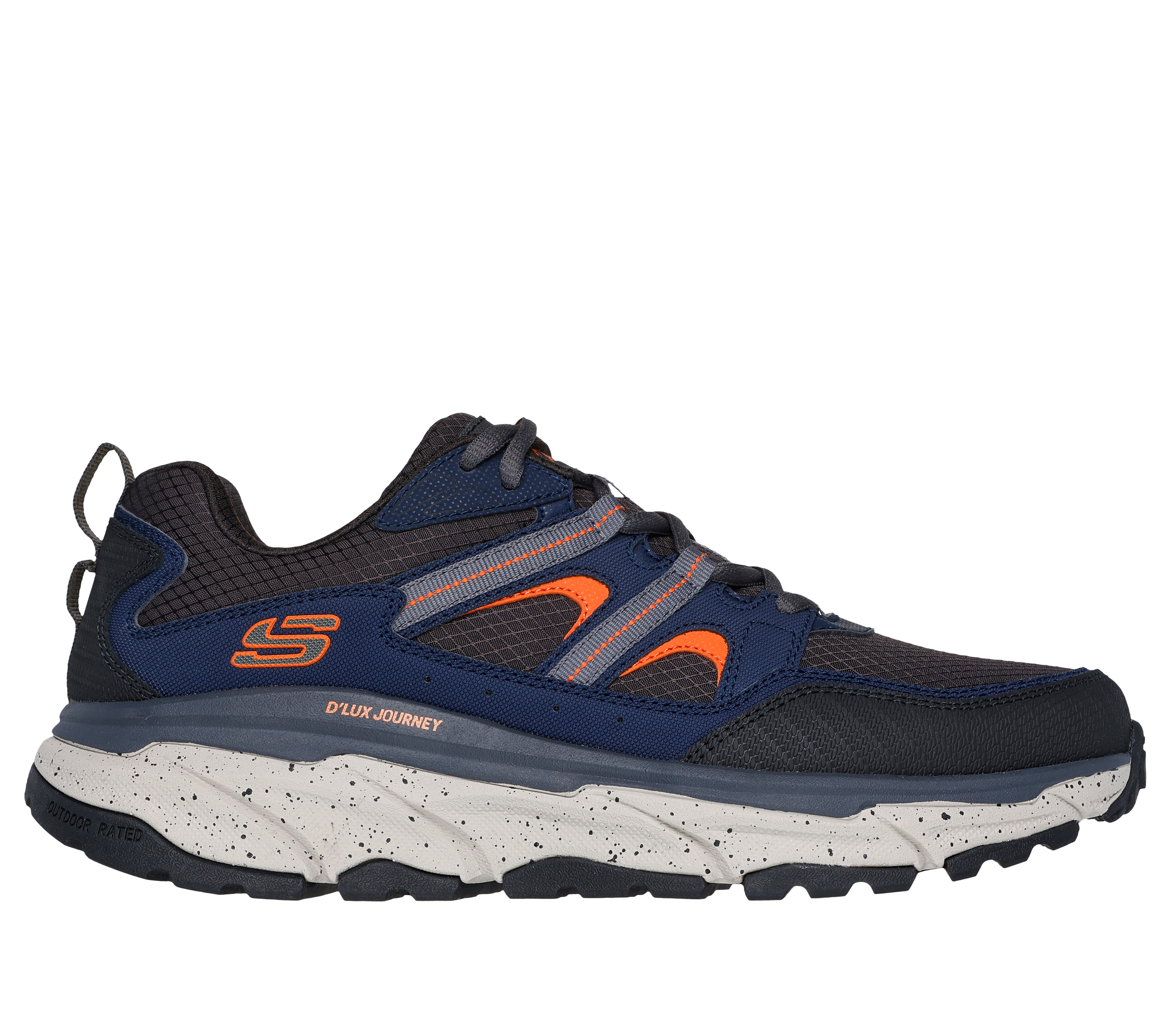 Skechers Men's Relaxed Fit: D'Lux Journey Sneaker in Navy Blue/Orange, Size 10 | Leather/Synthetic/Textile