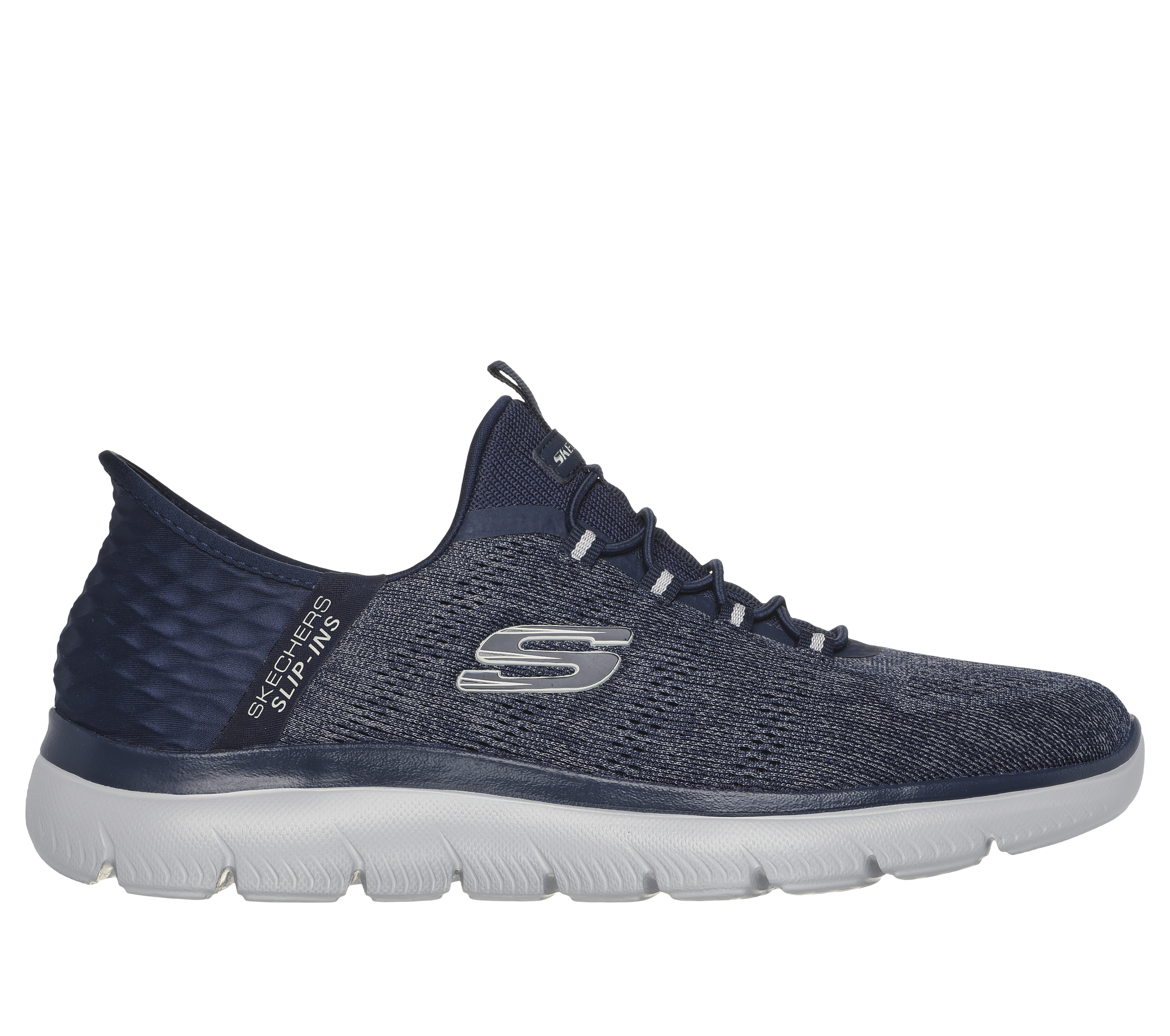 Skechers Men's Slip-ins: Summits - Key Pace Sneaker in Navy Blue, Size 6 | Textile/Synthetic, Vegan, Machine Washable