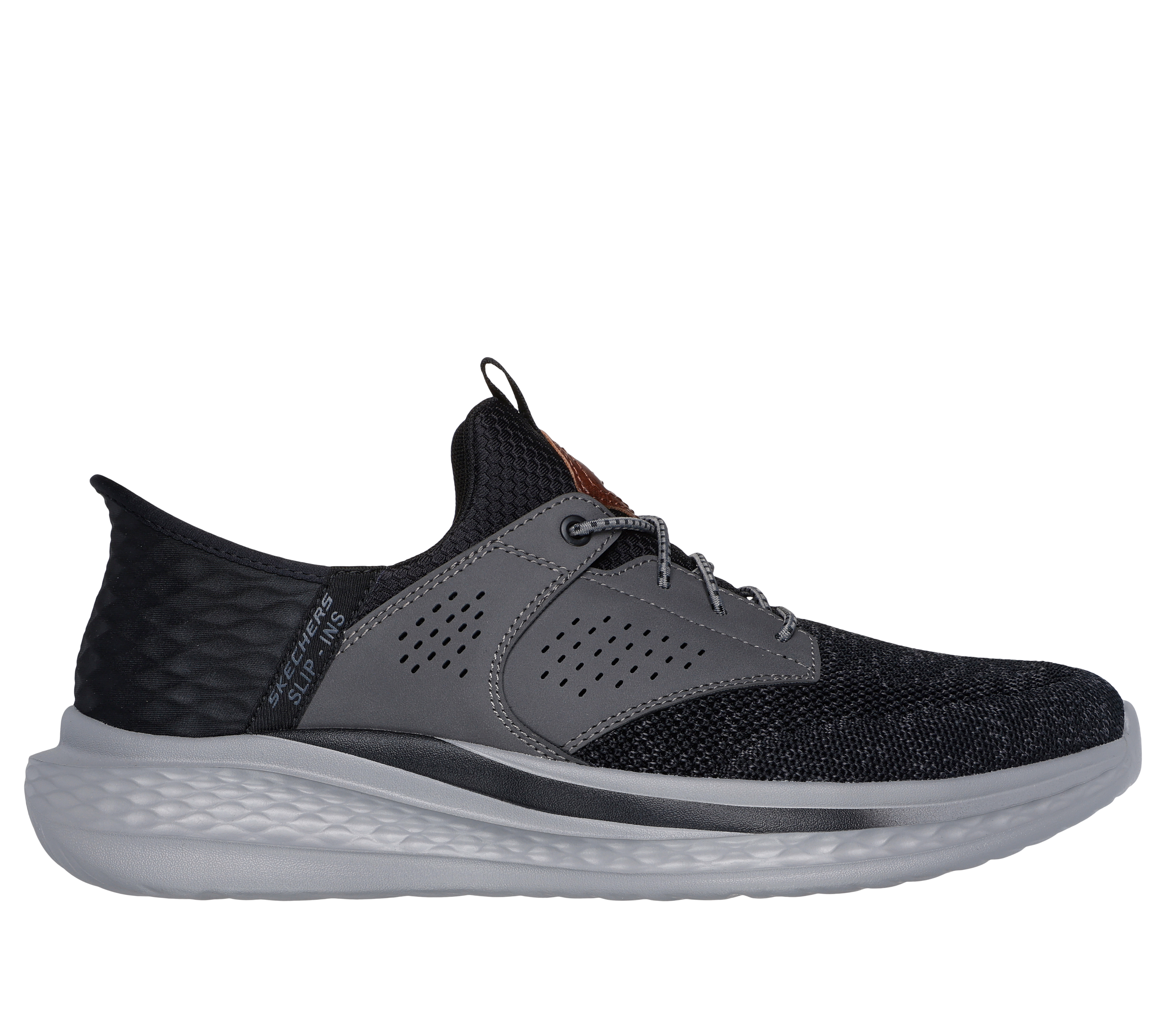 Skechers Men's Slip-ins Relaxed Fit: Slade - Caster Sneaker in Black/Gray, Size 7.5 | Textile/Synthetic, Vegan