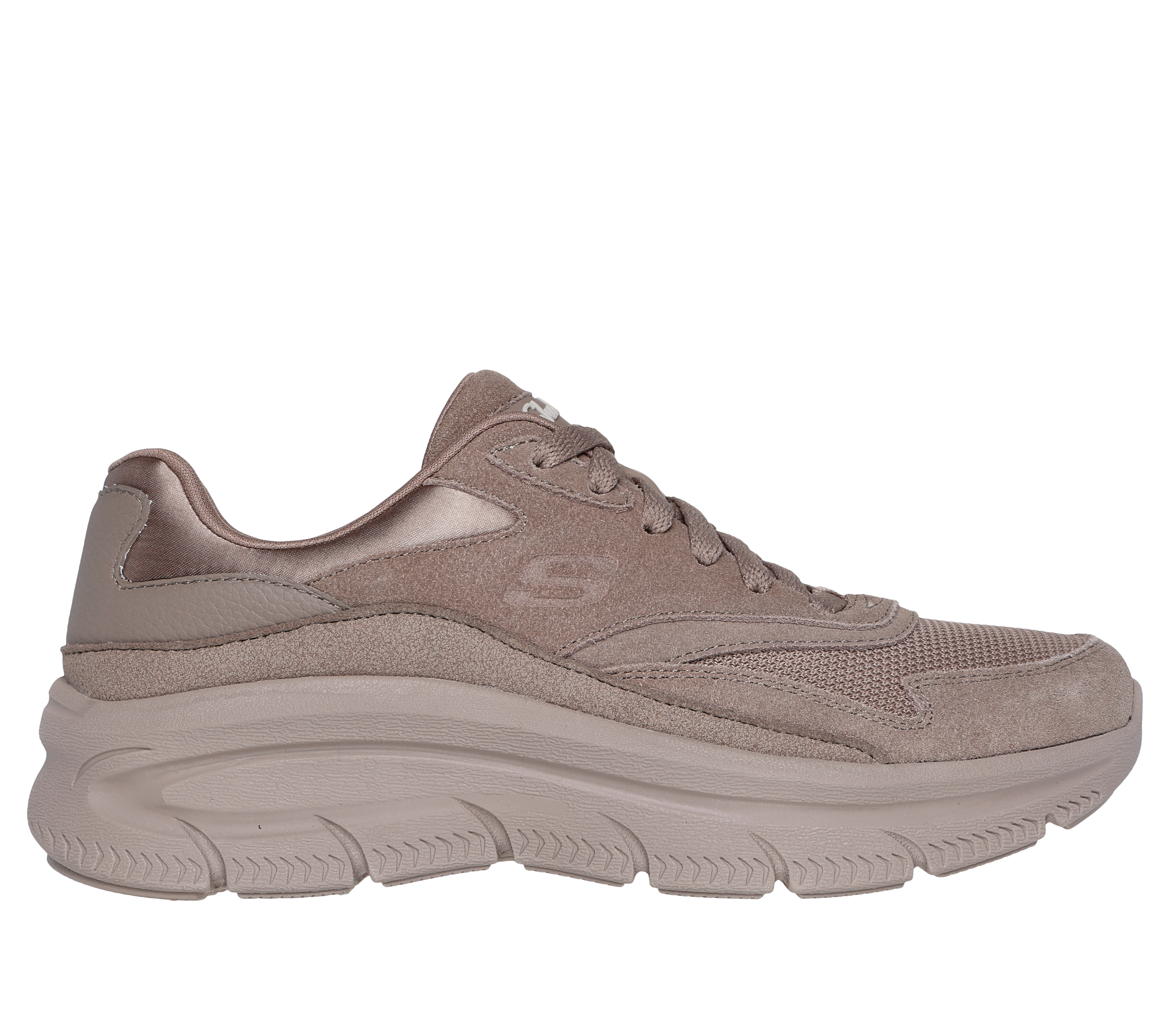 Skechers Women's Relaxed Fit: Modern D'Lux - Free Mind Sneaker in Dark Taupe, Size 4 | Leather/Textile