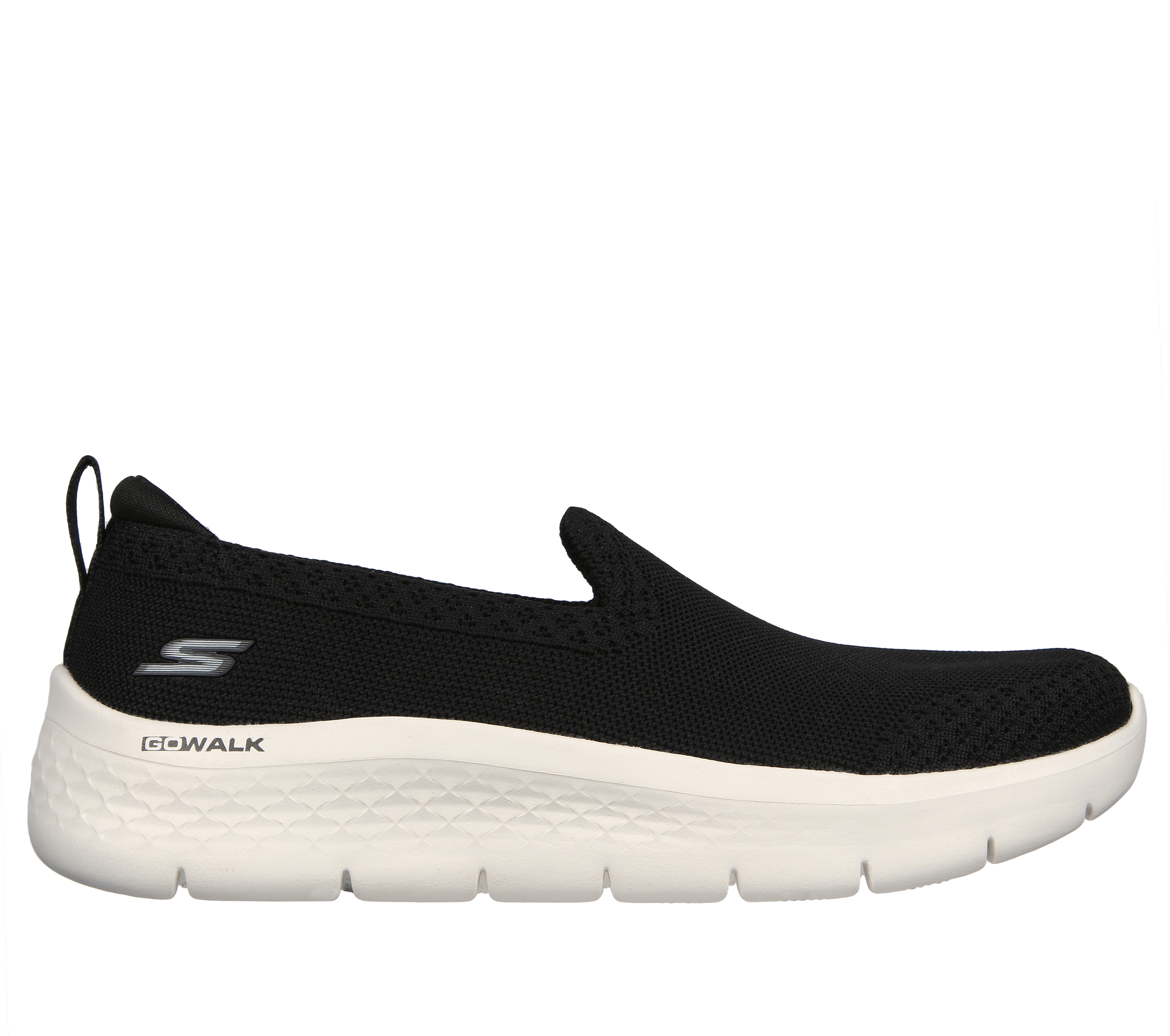 Skechers Women's GO WALK FLEX Slip-On Shoes in Black/White, Size 6 | Textile, Vegan, Machine Washable