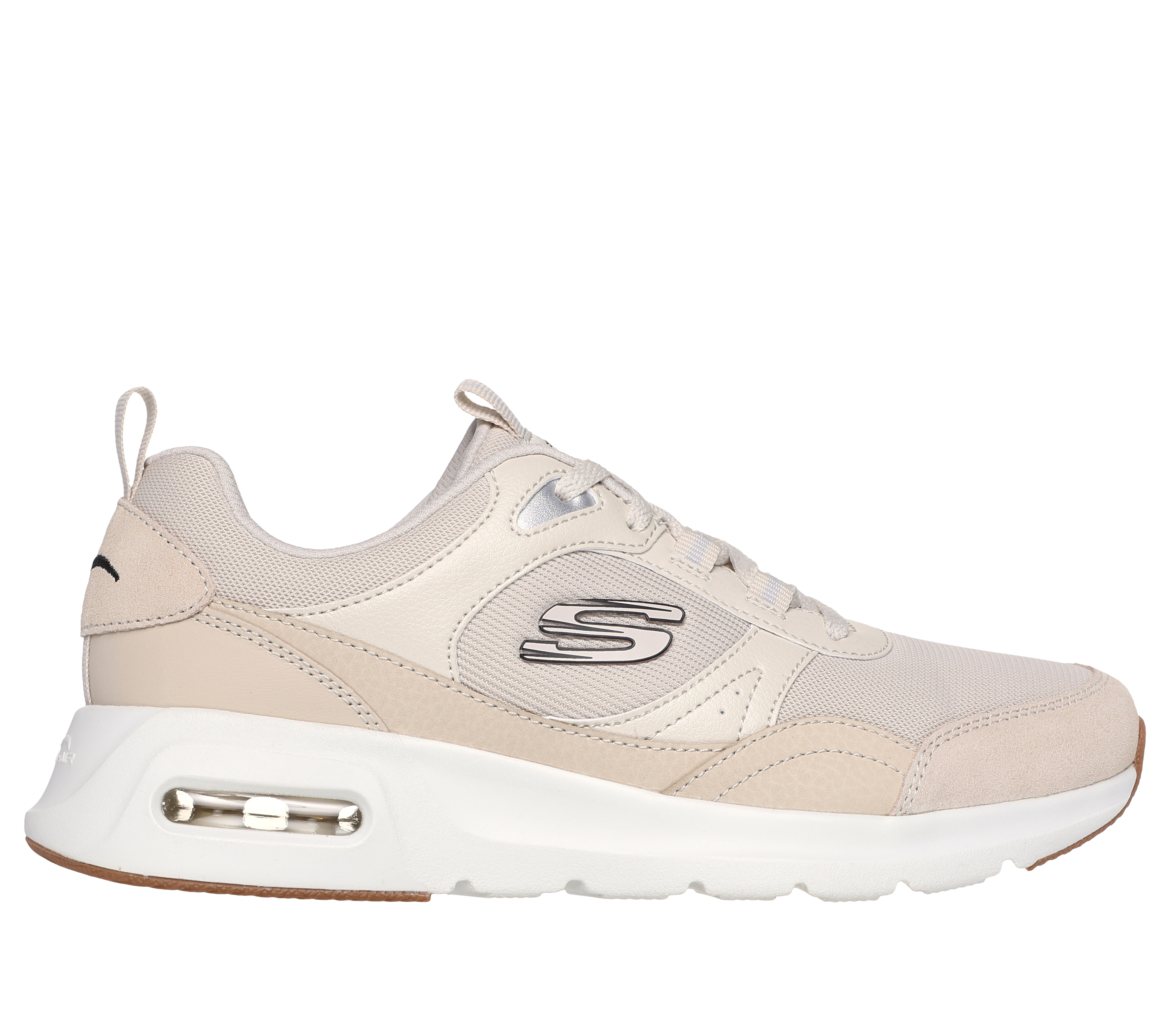 Skechers Women's Skech-Air Court - Retro Avenue Sneaker in Natural/Black, Size 4 | Leather/Textile/Synthetic